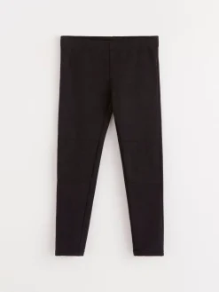 Byxor & Leggings>Lindex Leggings Med Knalappar Och Borstad Insida Black