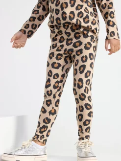 Byxor & Leggings>Lindex Leggings Med Leopardmonster Beige