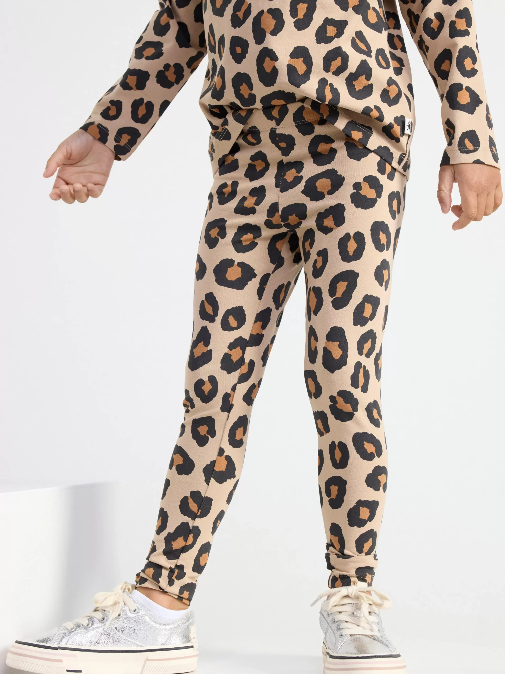 Byxor & Leggings>Lindex Leggings Med Leopardmonster Beige