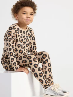 Byxor & Leggings>Lindex Leggings Med Leopardmonster Beige