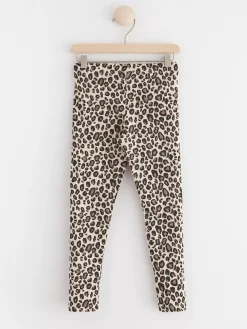 Byxor & Leggings>Lindex Leggings Med Leopardmonster Light Beige