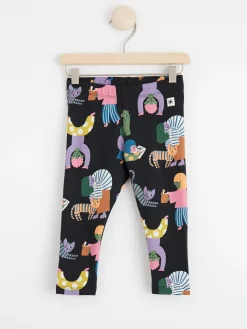 Byxor & Leggings>Lindex Leggings Med Manniskor Och Borstad Insida Off Black