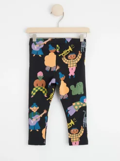 Byxor & Leggings>Lindex Leggings Med Manniskor Och Borstad Insida Off Black