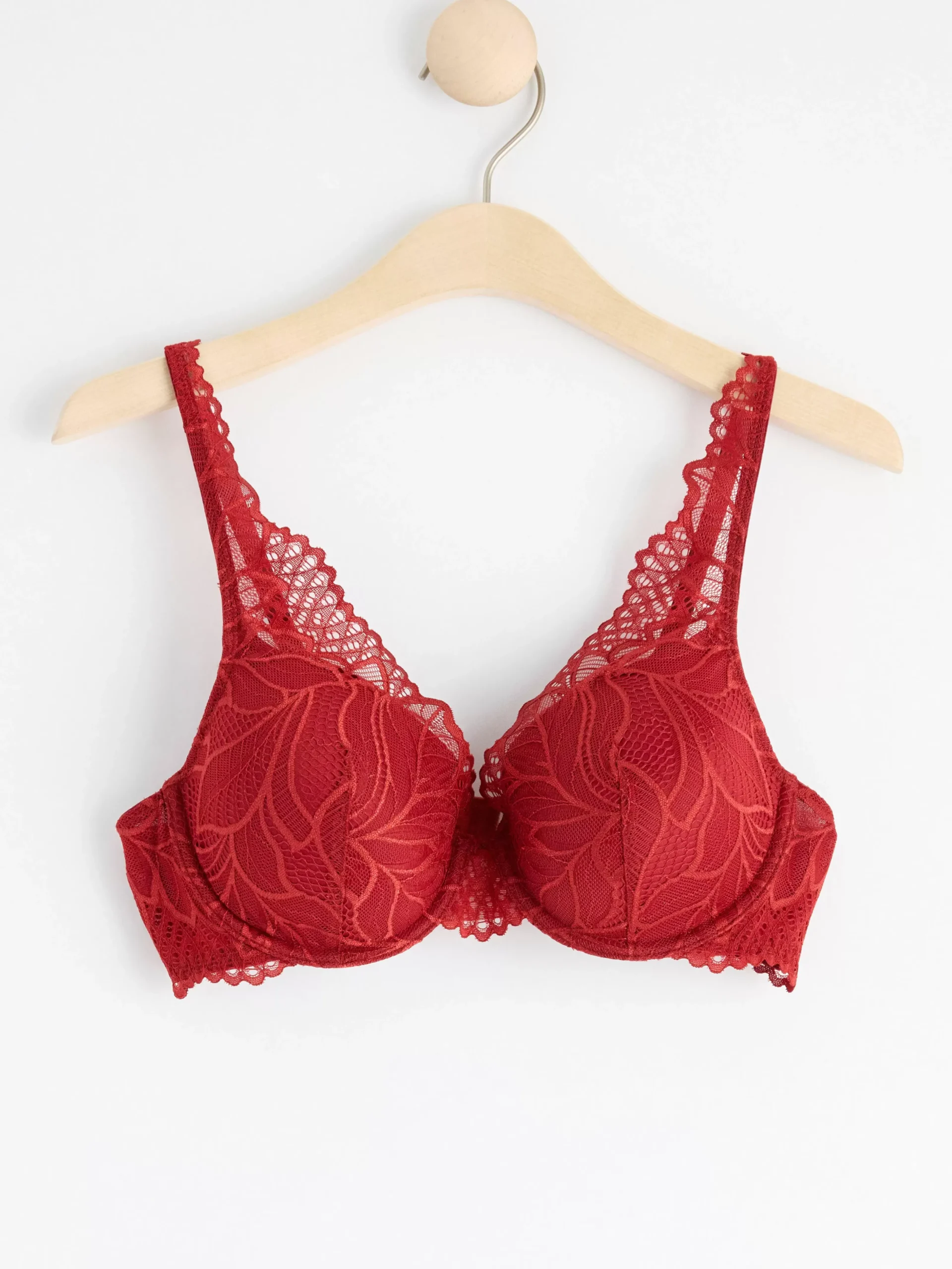 Bh>Lindex Lilja T-Shirt Bh Med Spets Dark Dusty Red