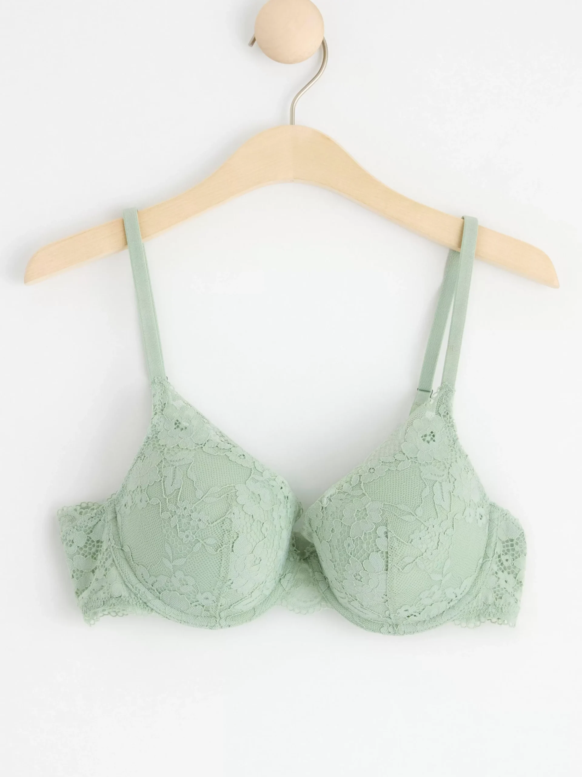 Bh>Lindex Lilja T-Shirt Bh Med Spets Light Dusty Green