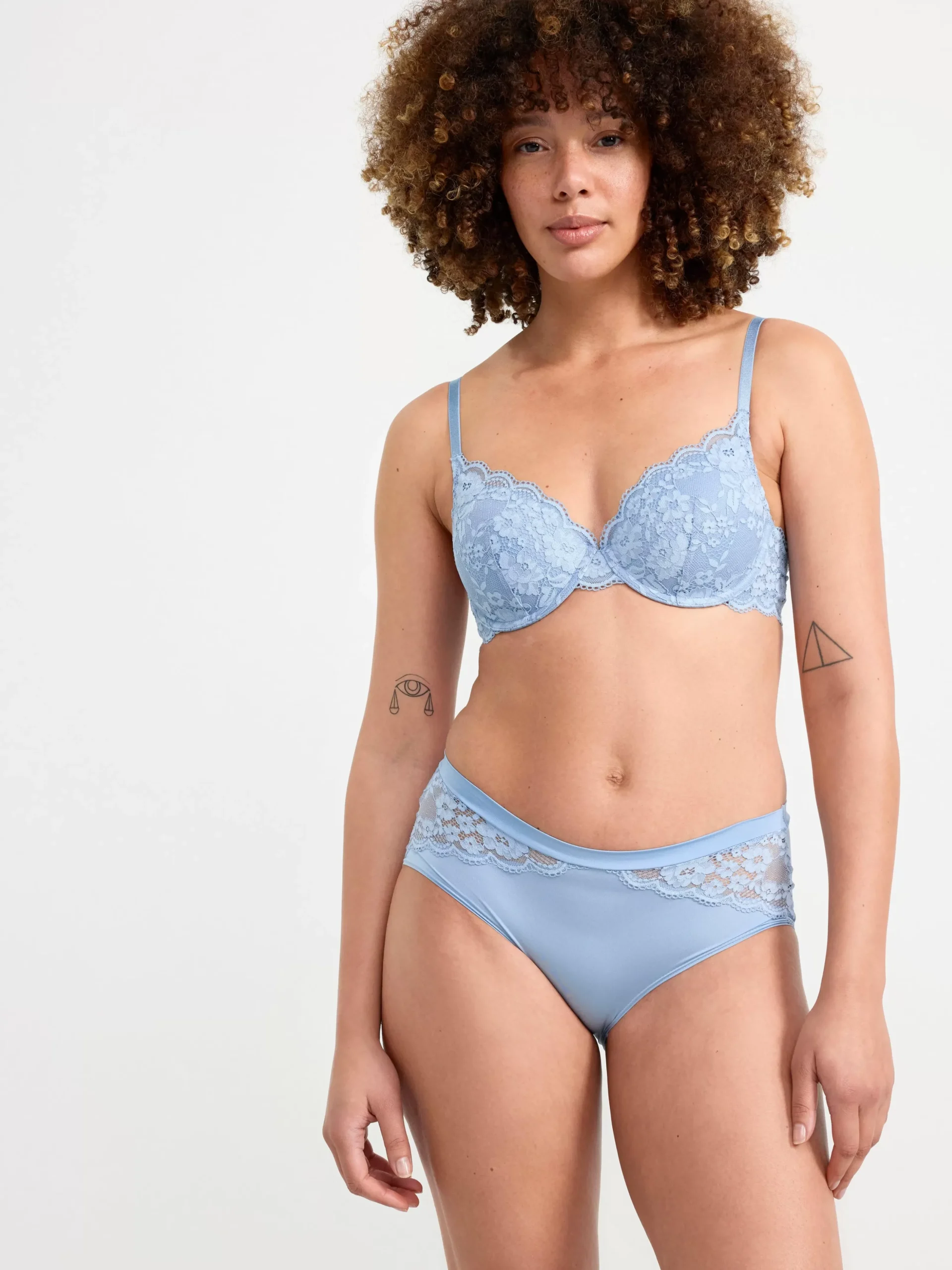 Bh>Lindex Lilja T-Shirt Bh Med Spets Light Blue
