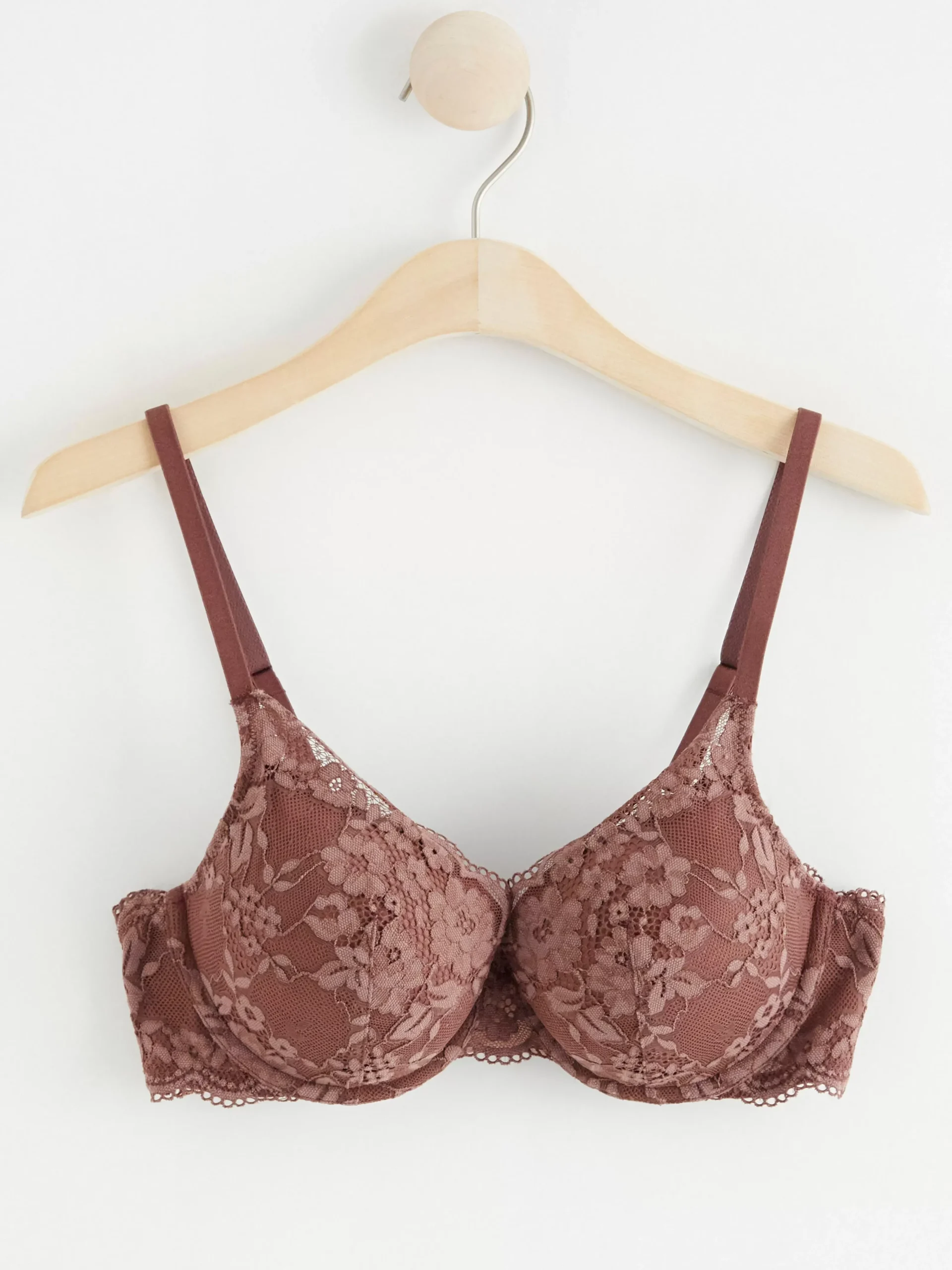 Bh>Lindex Lilja T-Shirt Bh Med Spets Dusty Brown