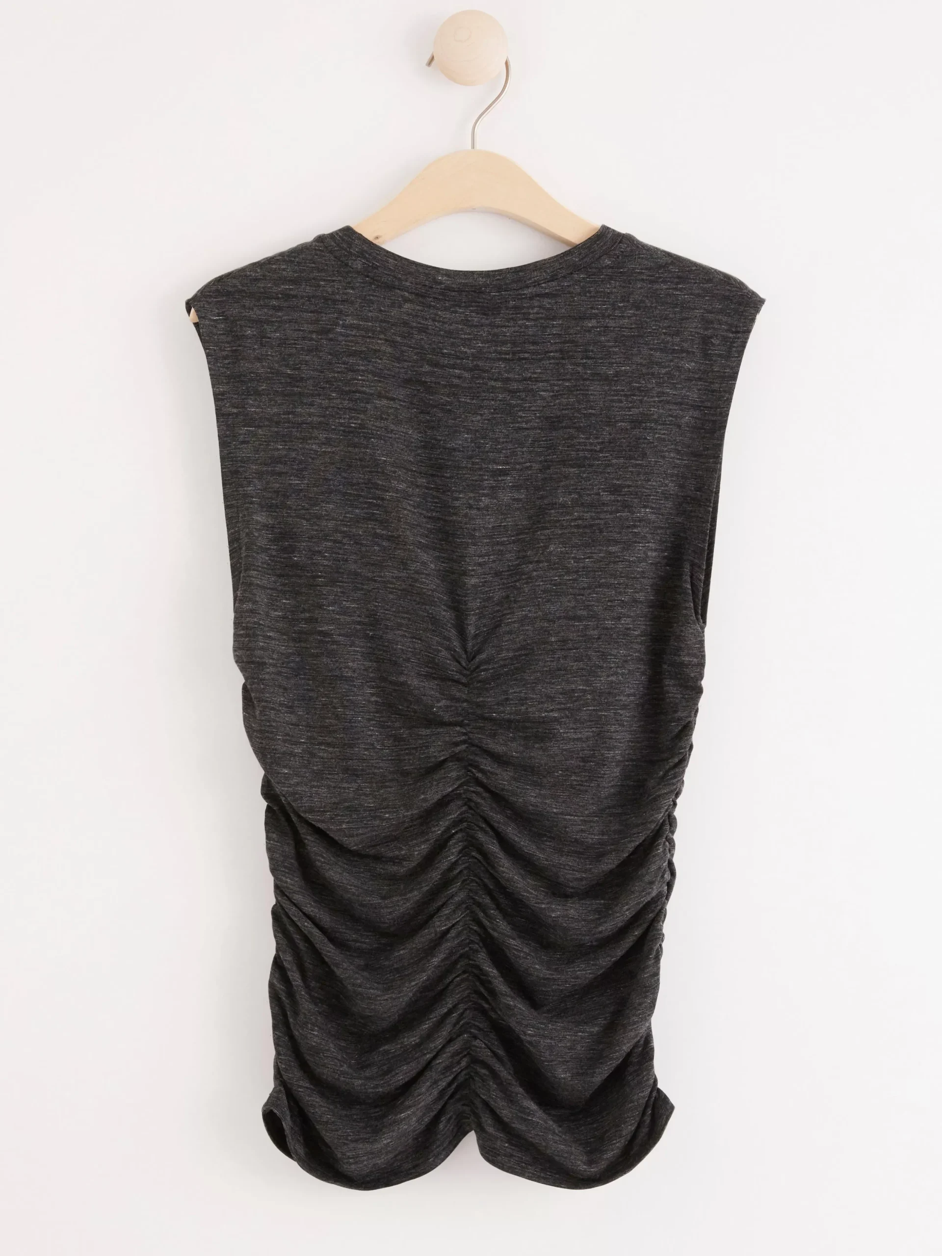 Toppar & T-Shirts>Lindex Linne Med Rynkdetaljer Dark Greymelange