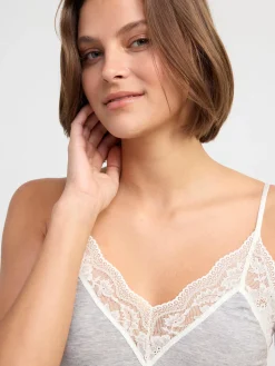 Linnen>Lindex Linne Med Spets Light Grey Melange