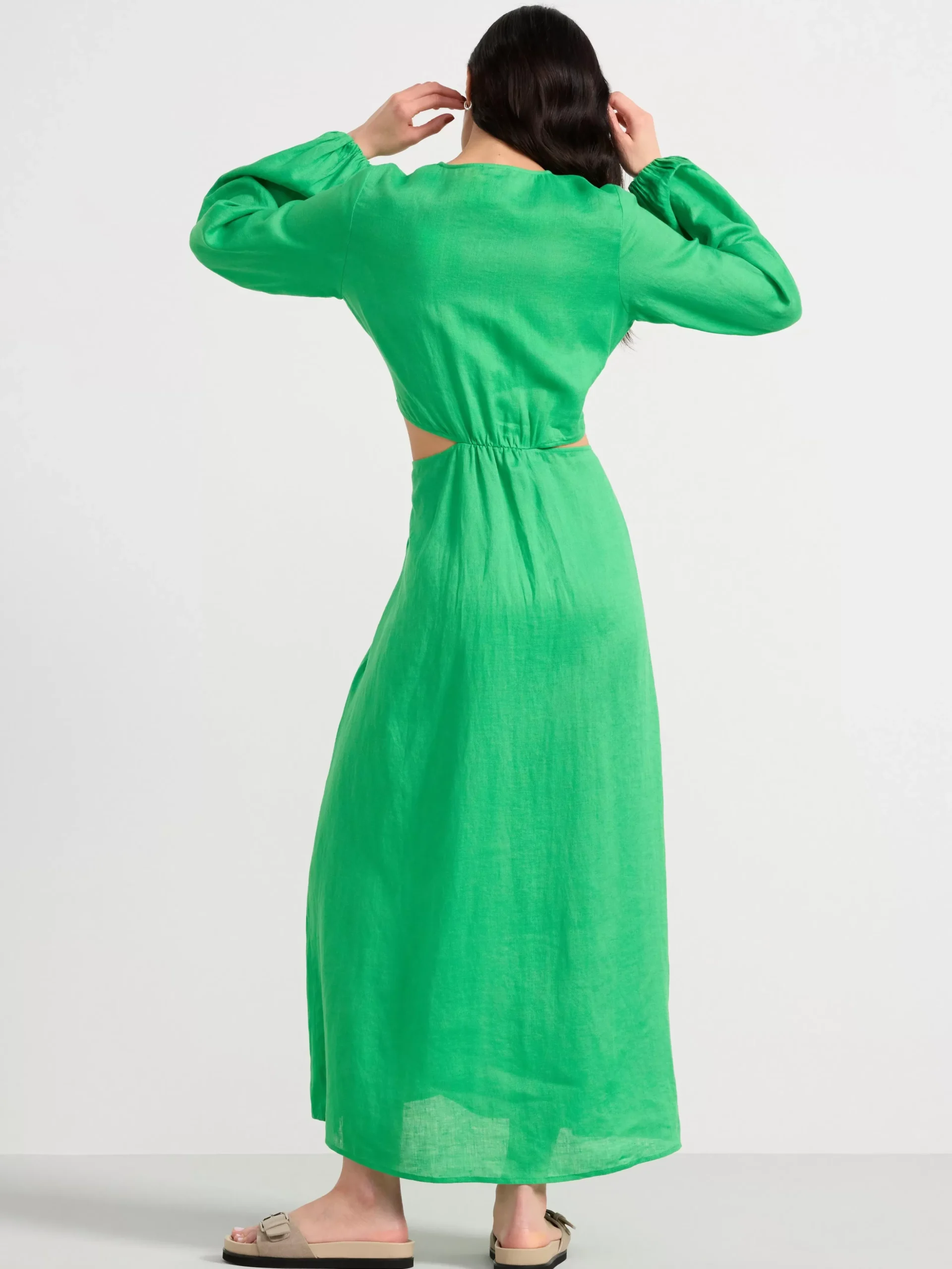 Klänningar>Lindex Linneklanning Med Cut-Outs Green