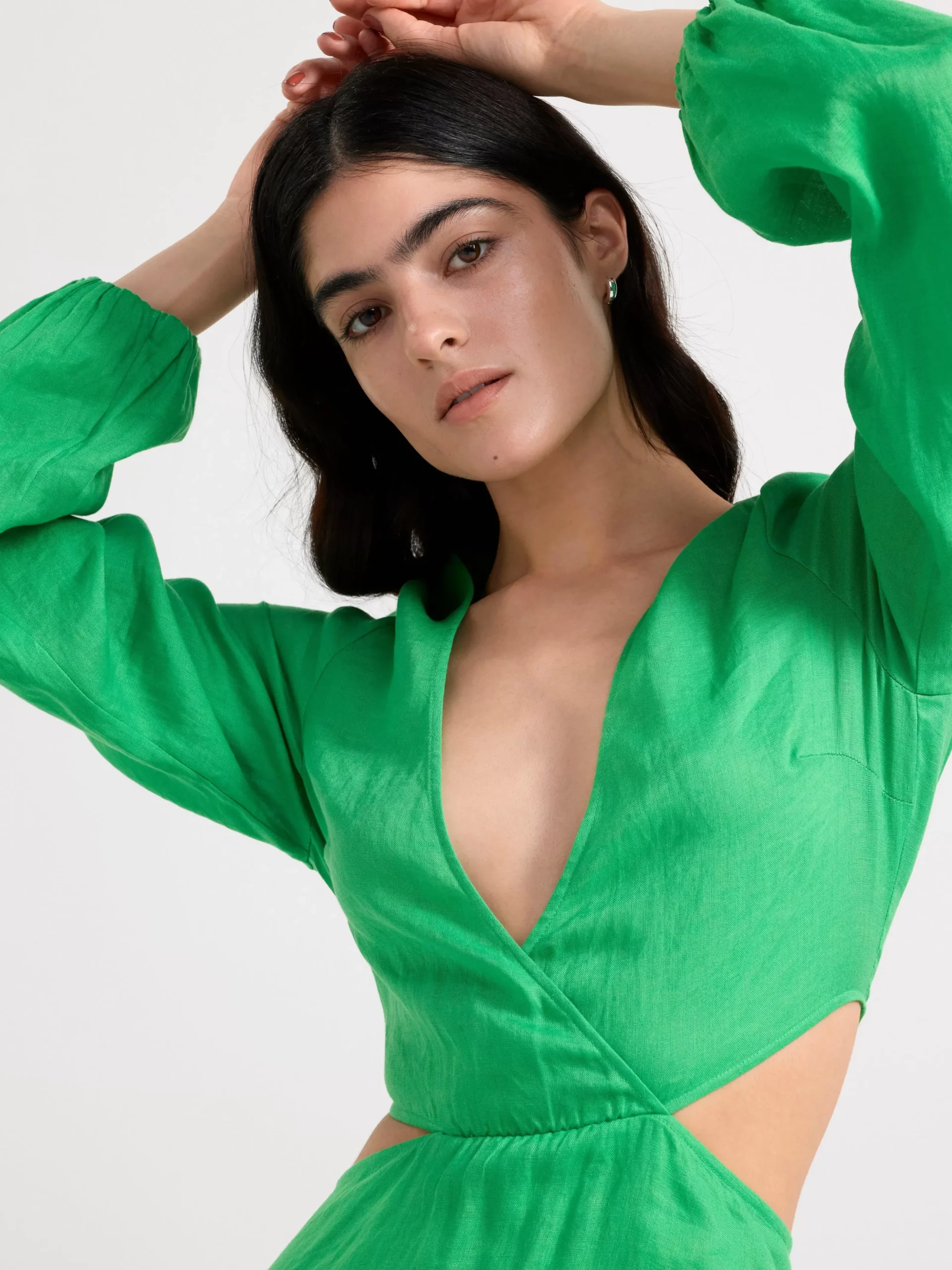 Klänningar>Lindex Linneklanning Med Cut-Outs Green