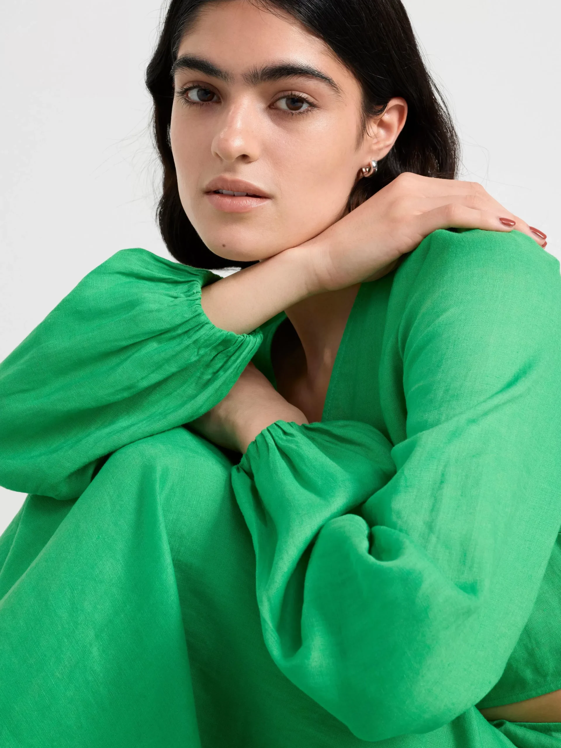 Klänningar>Lindex Linneklanning Med Cut-Outs Green