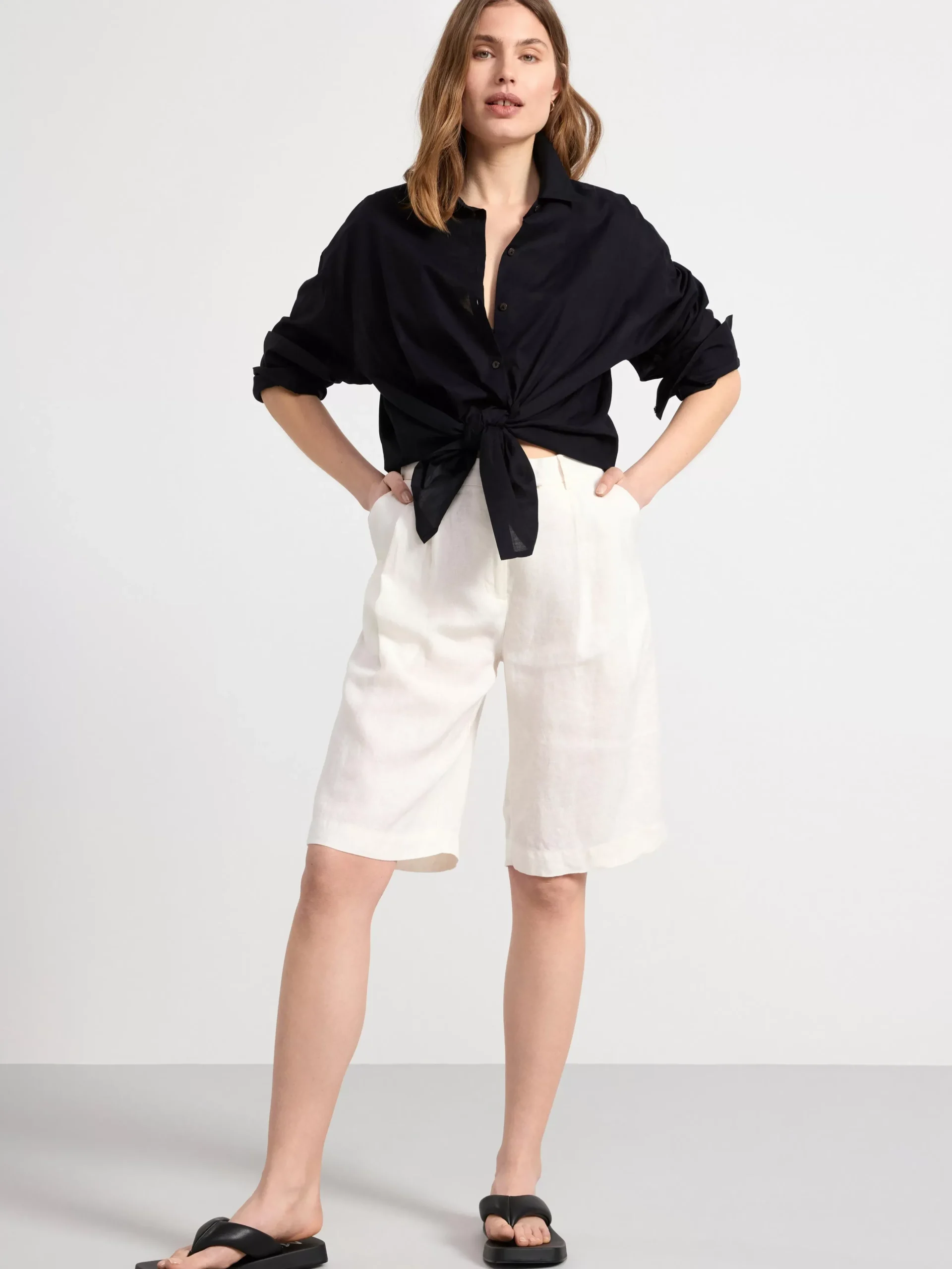 Shorts & Cykelbyxor>Lindex Linneshorts Light White