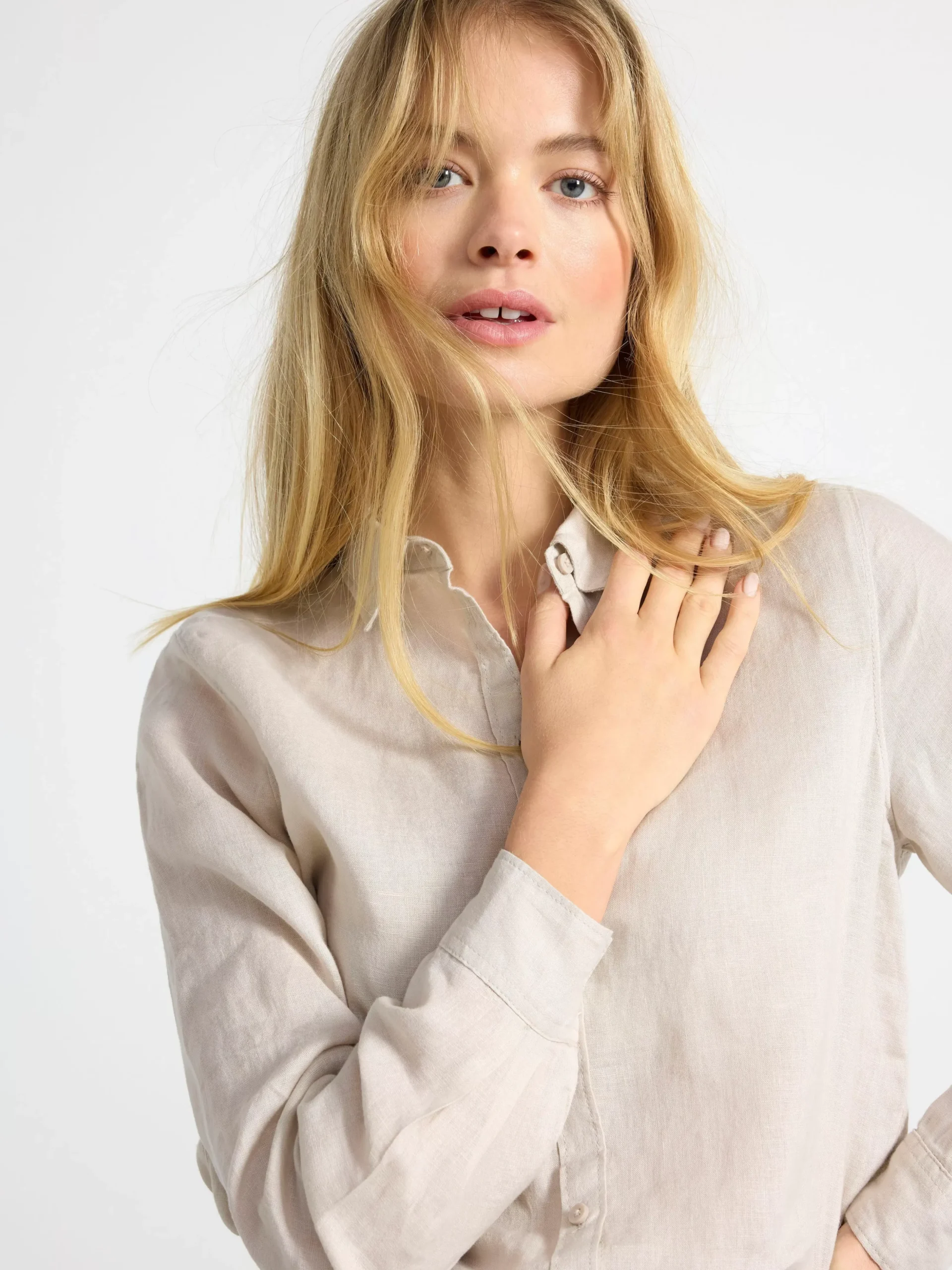 Blusar & Skjortor>Lindex Linneskjorta Light Beige