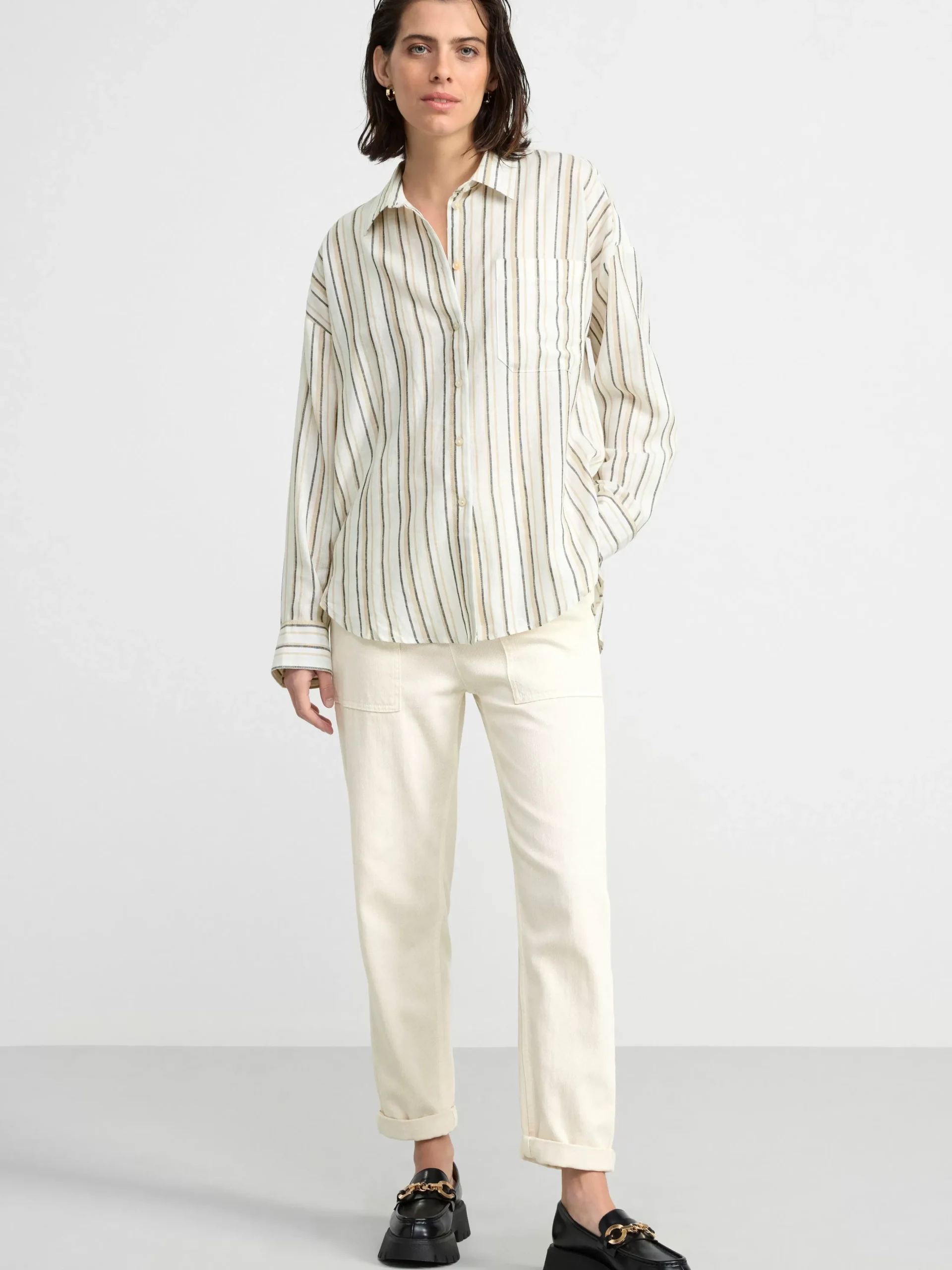 Blusar & Skjortor>Lindex Linneskjorta Light White