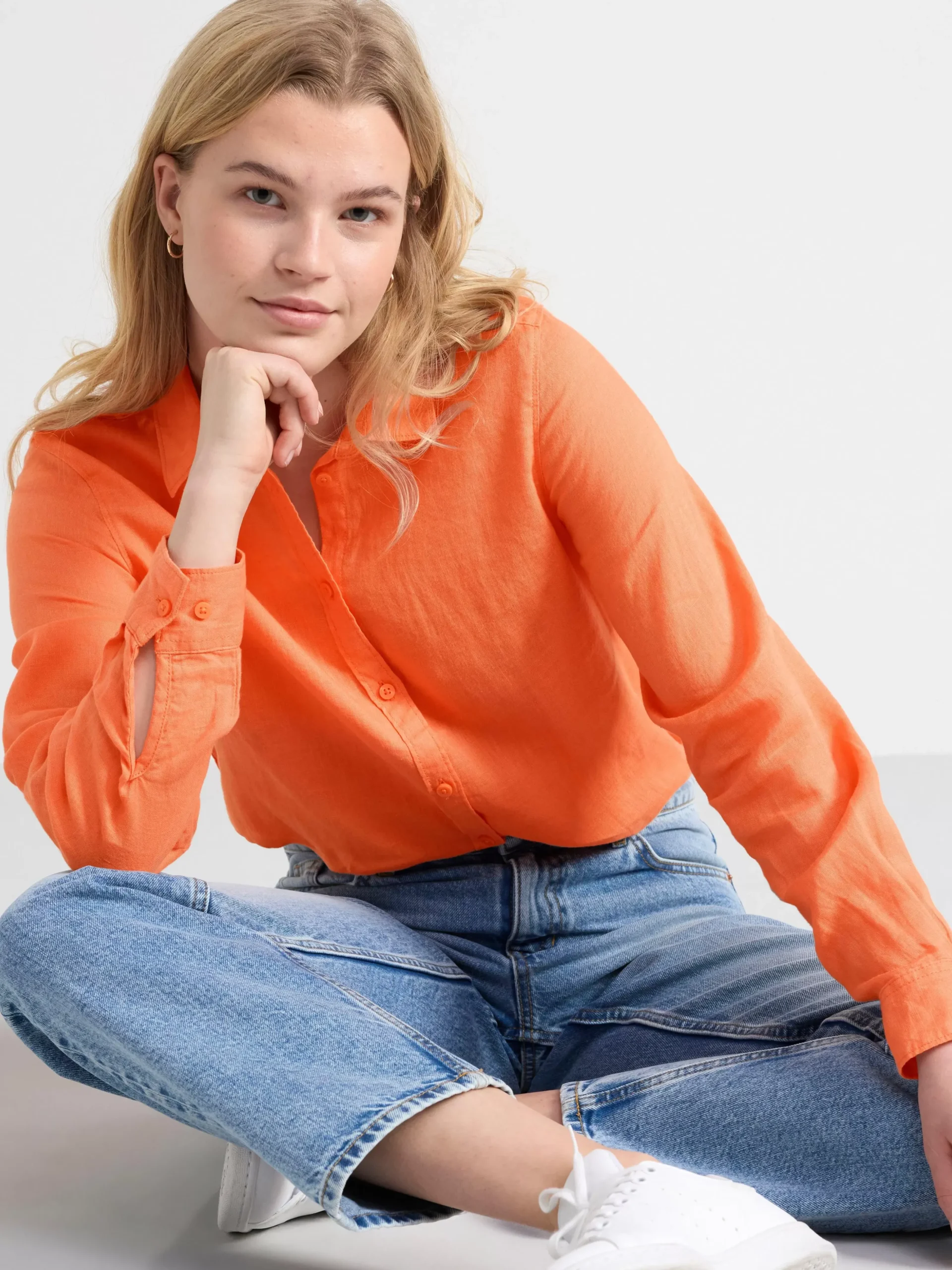 Blusar & Skjortor>Lindex Linneskjorta Light Orange