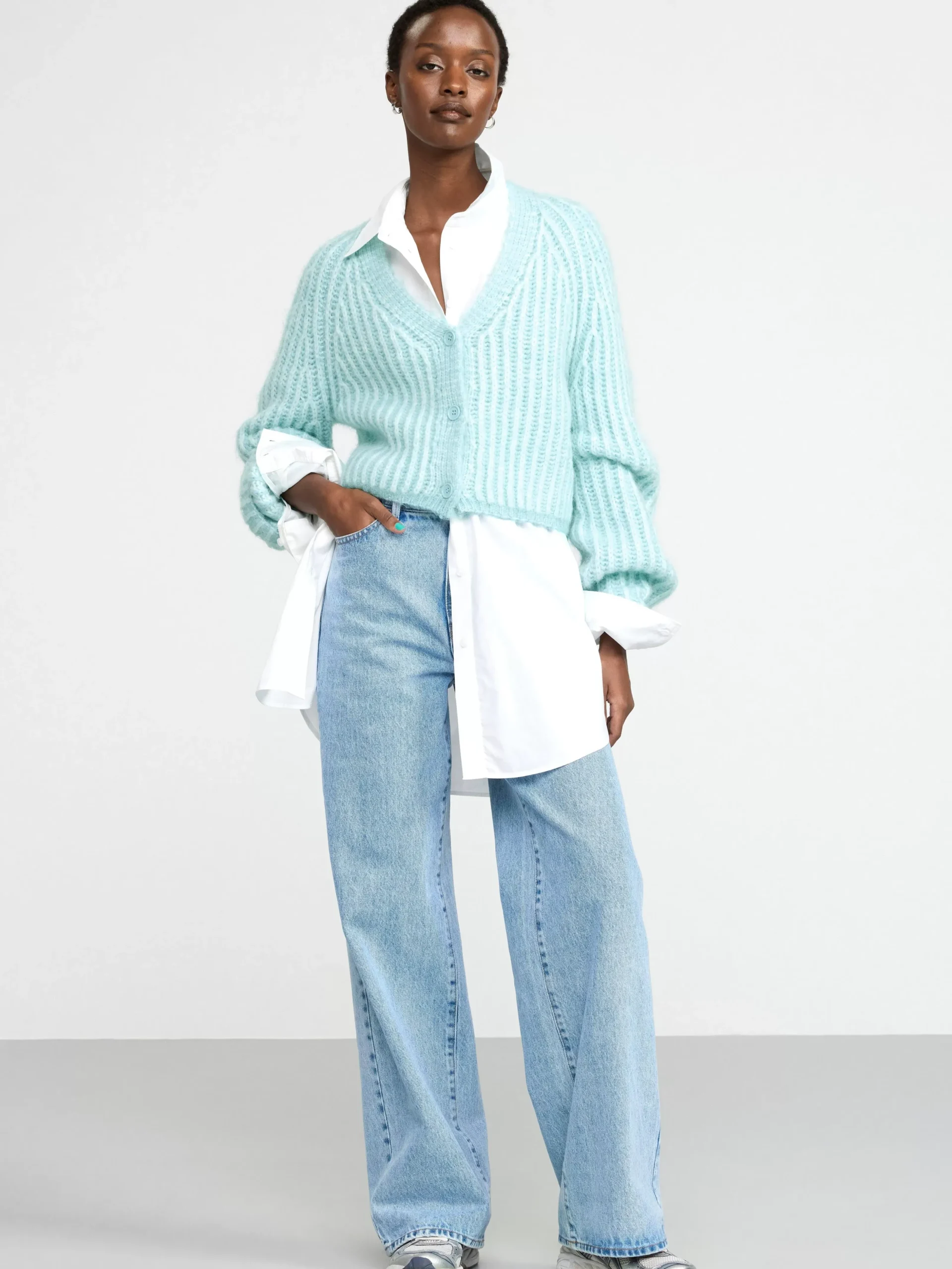 Tröjor & Cardigans>Lindex Lost Stickad Cardigan Light Blue