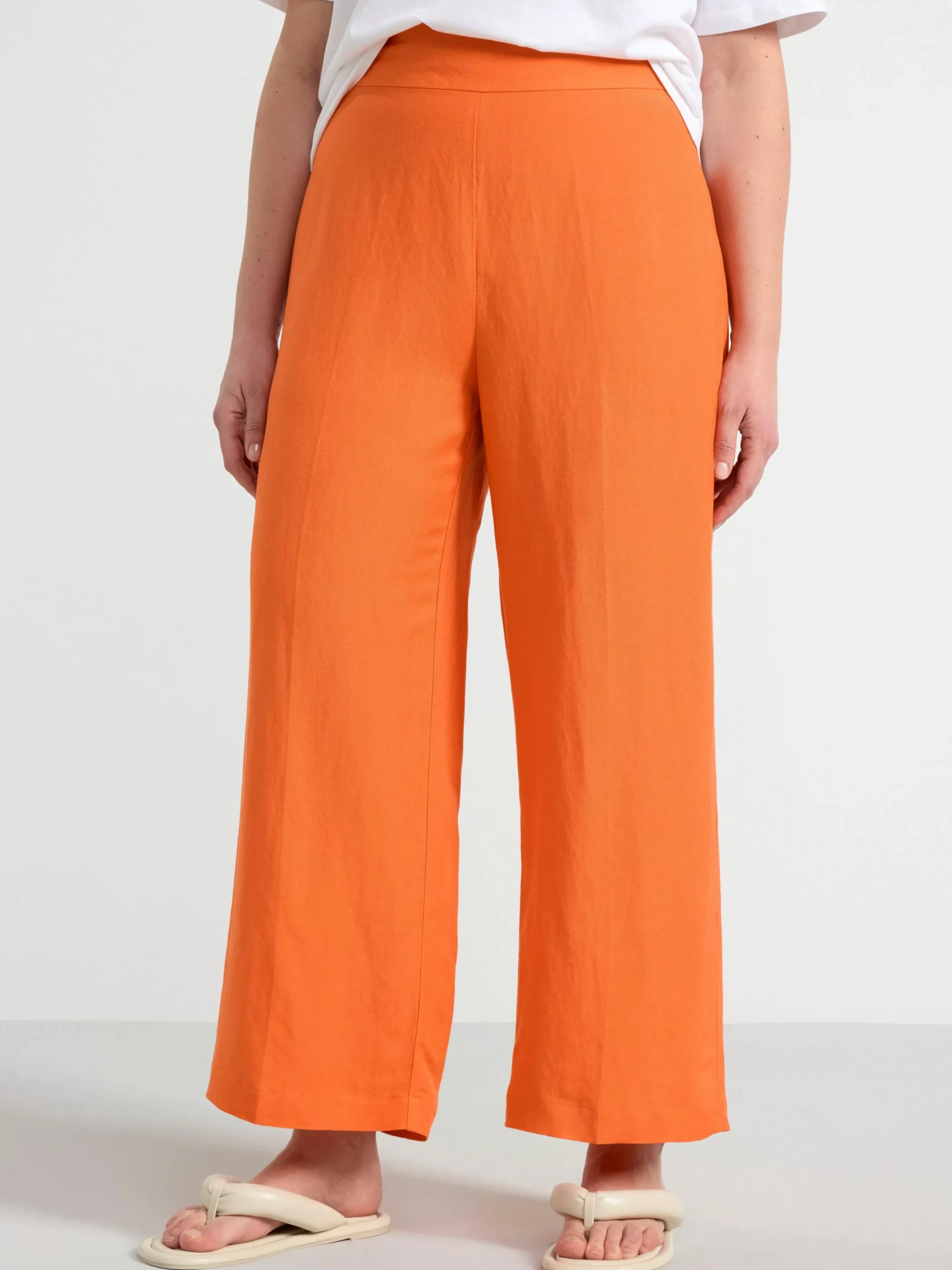 Byxor>Lindex Lykke Byxa Med Hog Midja I Linneblandning Orange