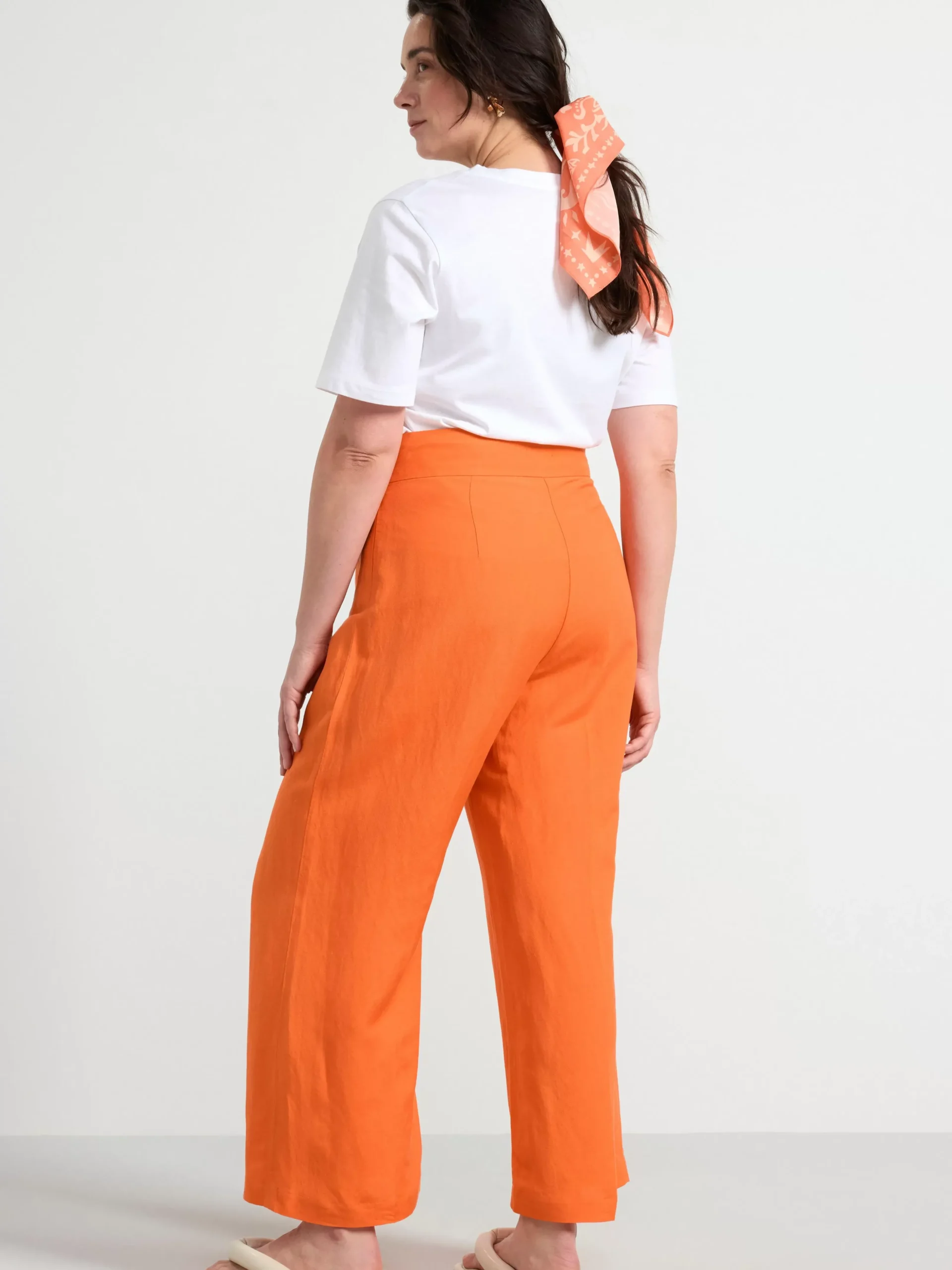Byxor>Lindex Lykke Byxa Med Hog Midja I Linneblandning Orange