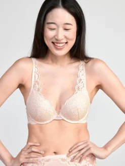 Bh>Lindex Malva Push-Up Bh Med Spets Lt Pink