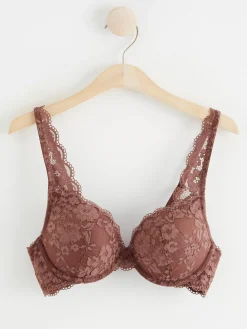 Bh>Lindex Malva Push-Up Bh Med Spets Dusty Brown