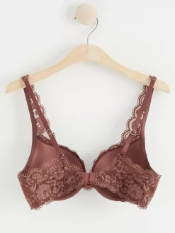 Bh>Lindex Malva Push-Up Bh Med Spets Dusty Brown