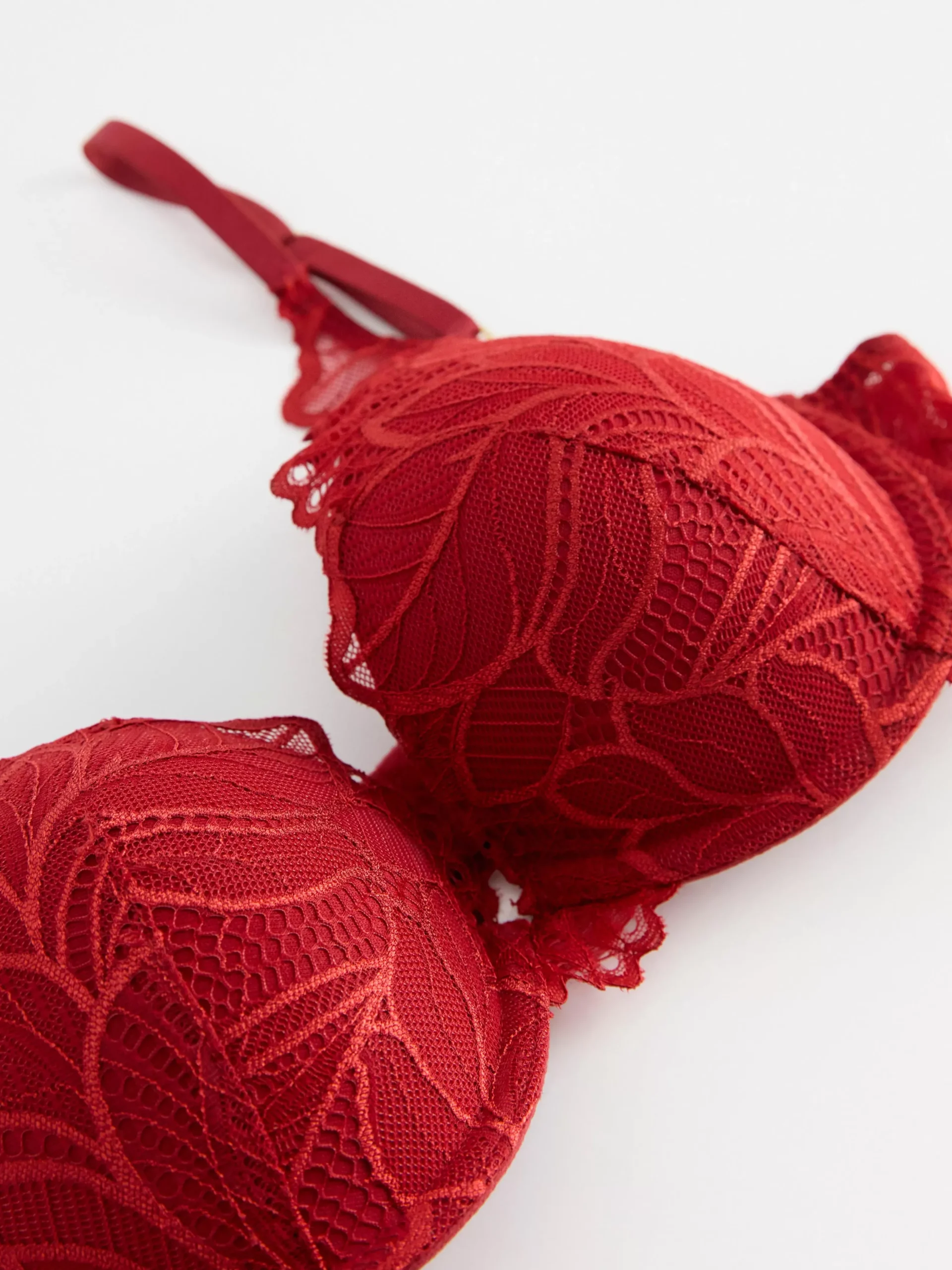 Bh>Lindex Malva Push-Up Bh Med Spets Dark Dusty Red