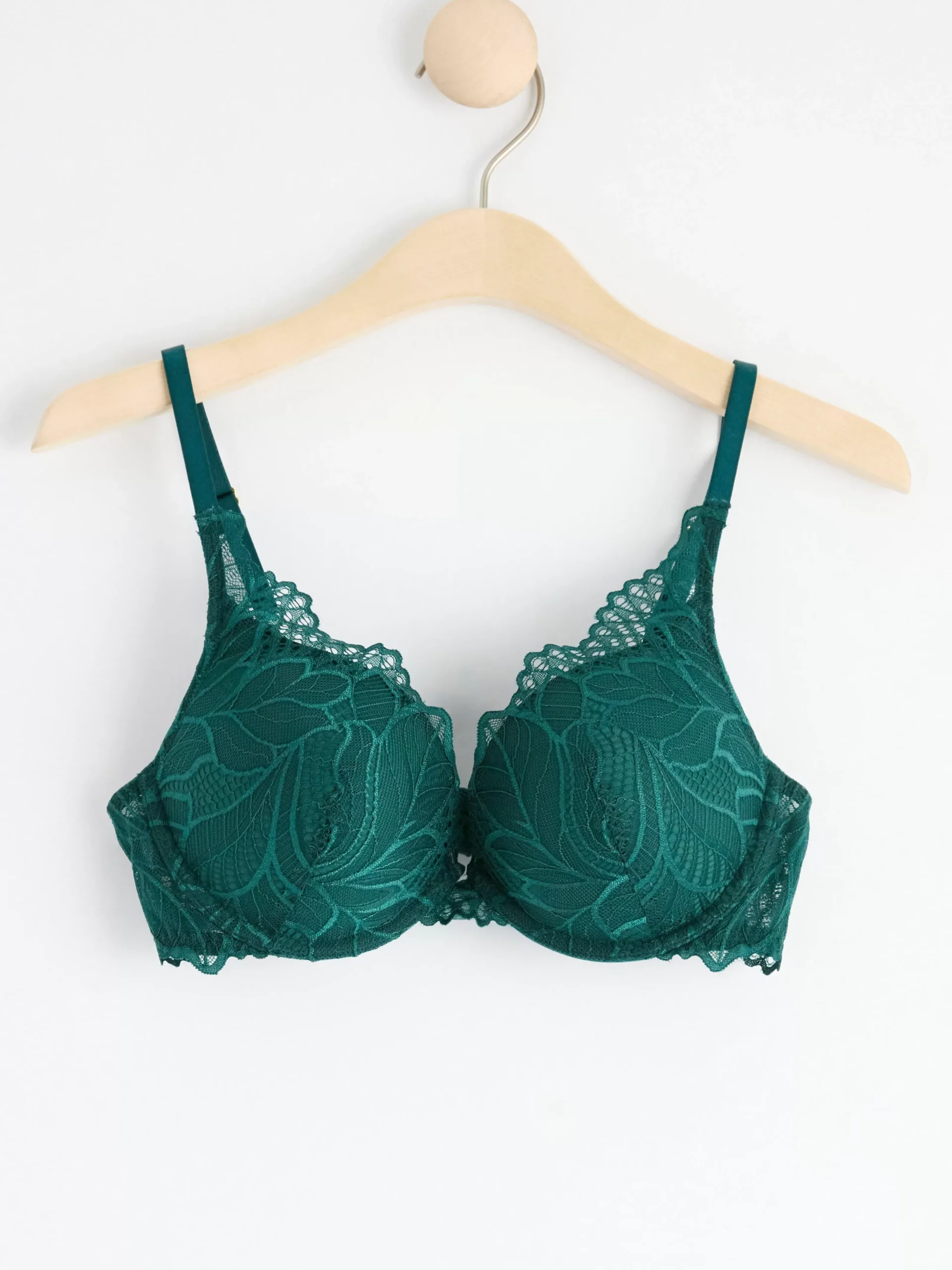 Bh>Lindex Malva Push-Up Bh Med Spets Dark Dusty Turquoise