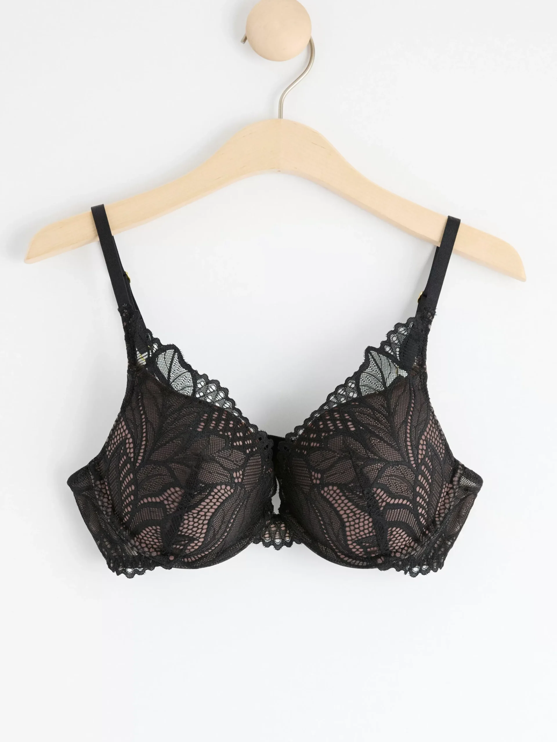 Bh>Lindex Malva Push-Up Bh Med Spets Black
