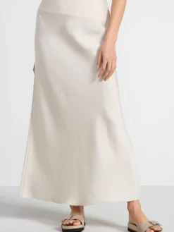 Kjolar>Lindex Maxikjol I Satin Light Beige