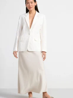 Kjolar>Lindex Maxikjol I Satin Light Beige