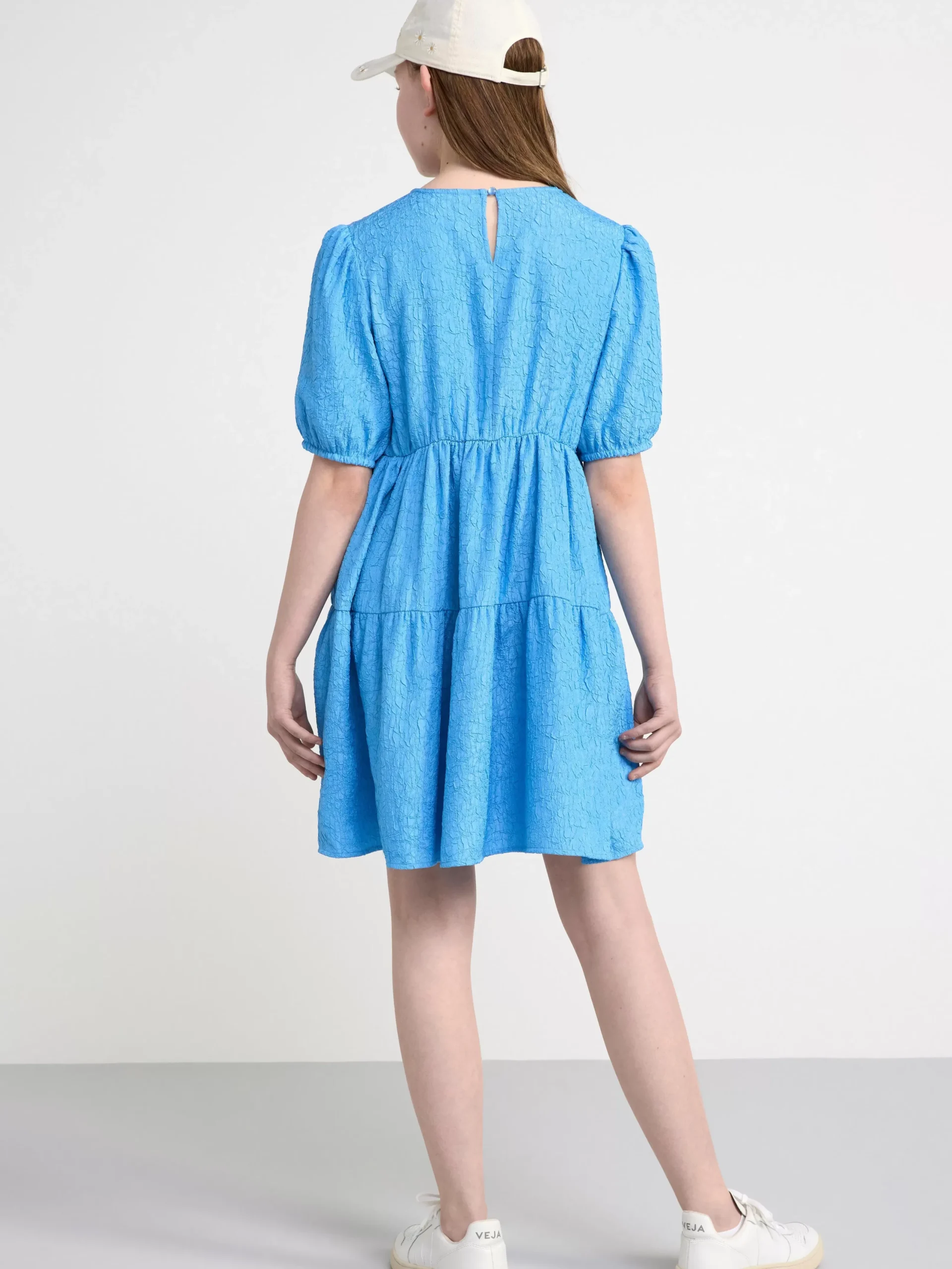 Klänningar>Lindex Midiklanning I Lager Med Puffarm Light Dusty Blue