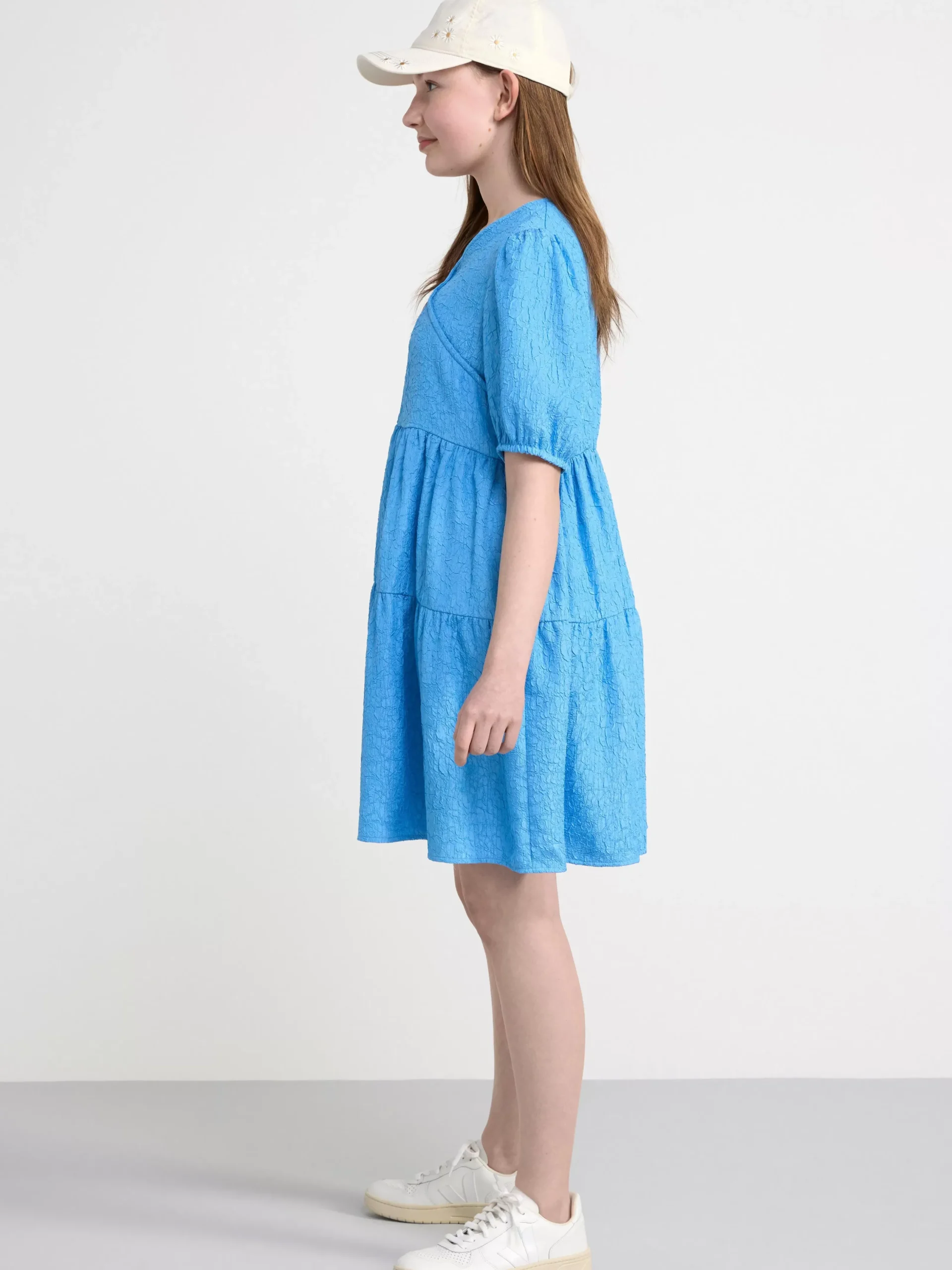 Klänningar>Lindex Midiklanning I Lager Med Puffarm Light Dusty Blue