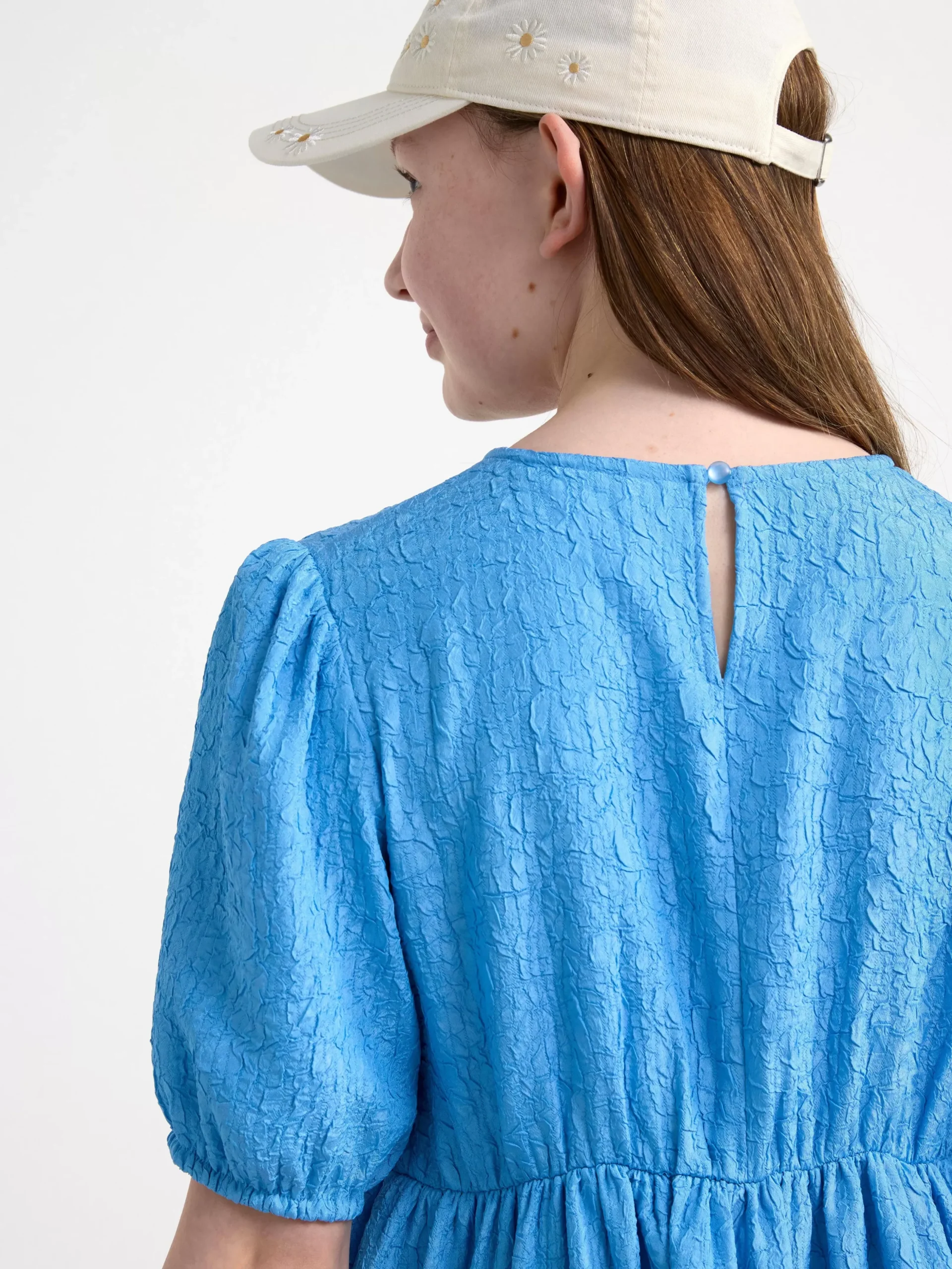 Klänningar>Lindex Midiklanning I Lager Med Puffarm Light Dusty Blue