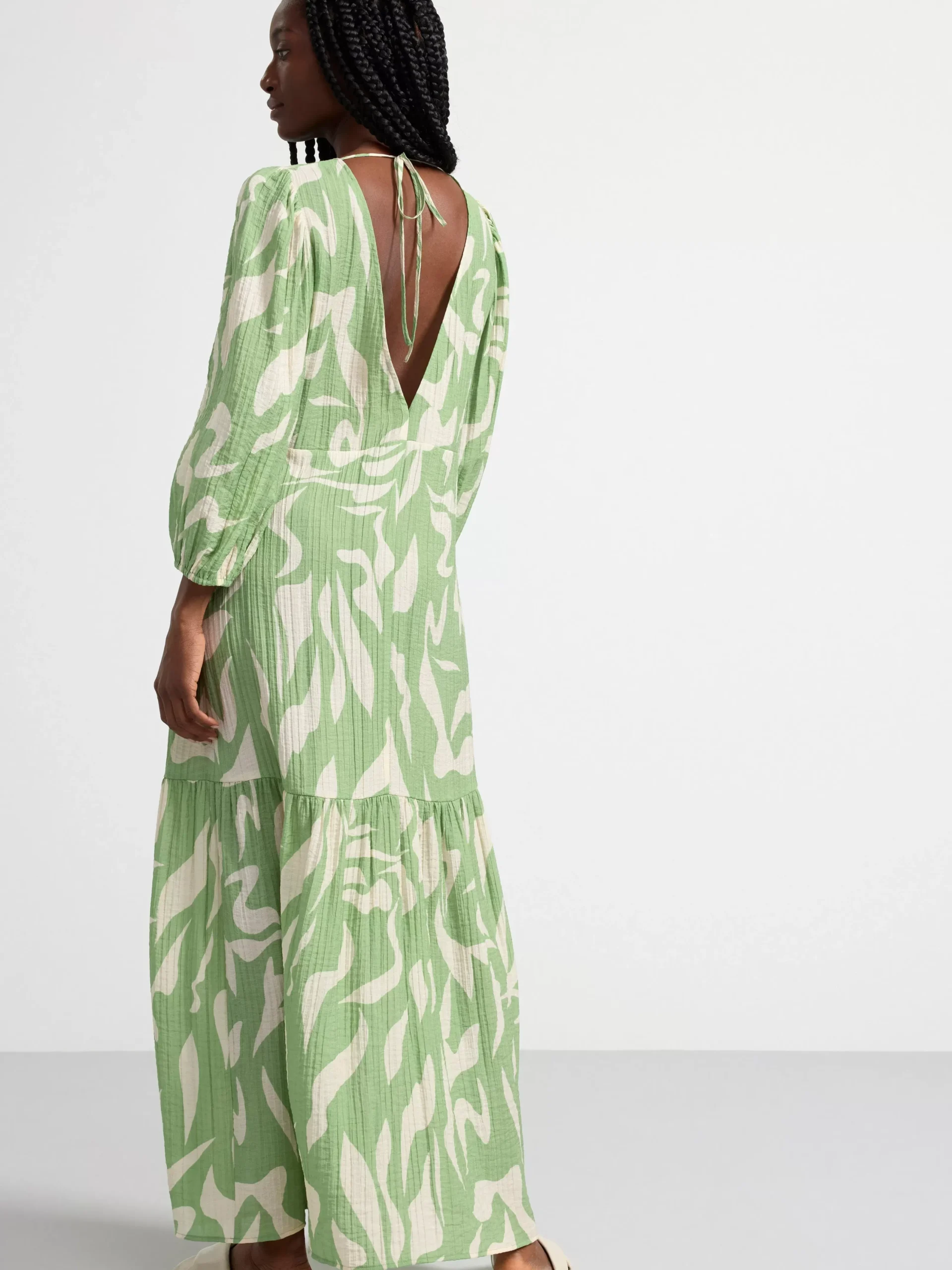 Klänningar>Lindex Midiklanning Med Puffarm Green