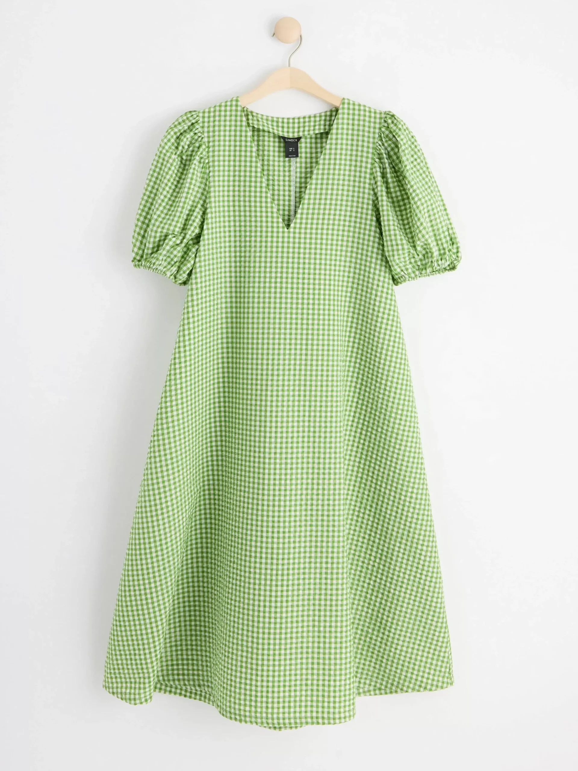 Klänningar>Lindex Midiklanning Med Puffarm Dark Lime