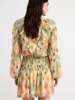 Kjolar>Lindex Minikjol I Chiffong Med Smock Light Beige