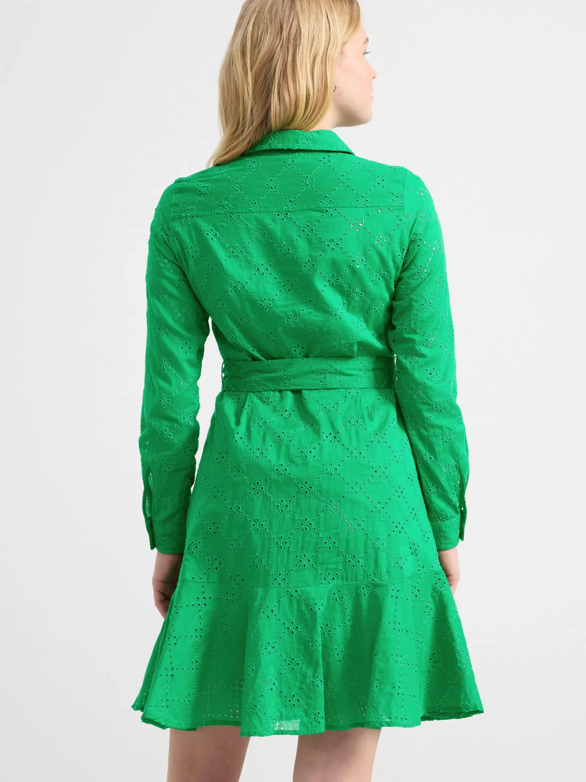 Klänningar>Lindex Mini-Skjortklanning Med Broderie Anglaise Green