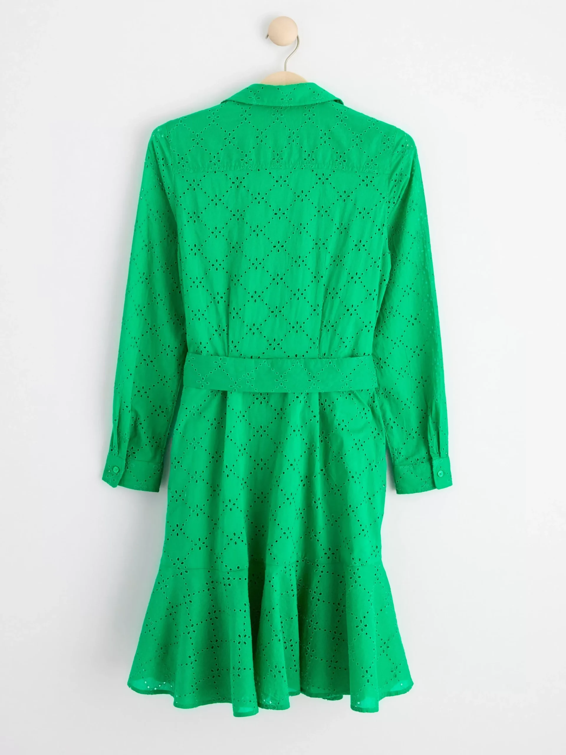 Klänningar>Lindex Mini-Skjortklanning Med Broderie Anglaise Green