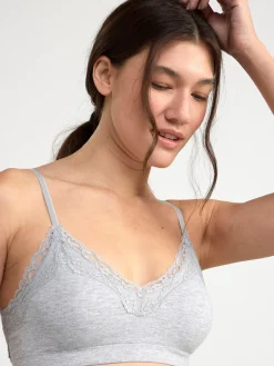 Bh>Lindex Mjuk Bh Med Spets Light Grey Melange