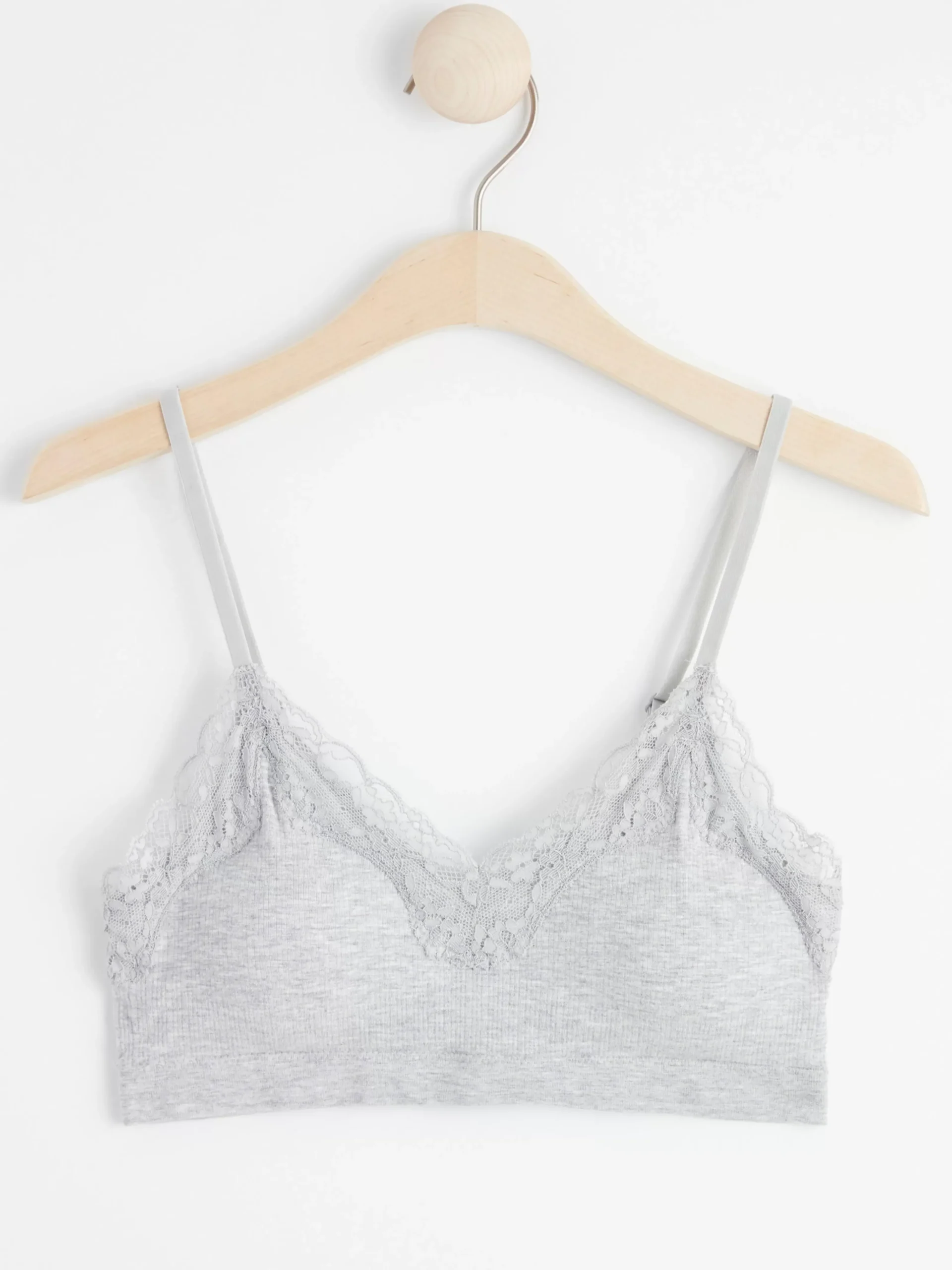 Bh>Lindex Mjuk Bh Med Spets Light Grey Melange