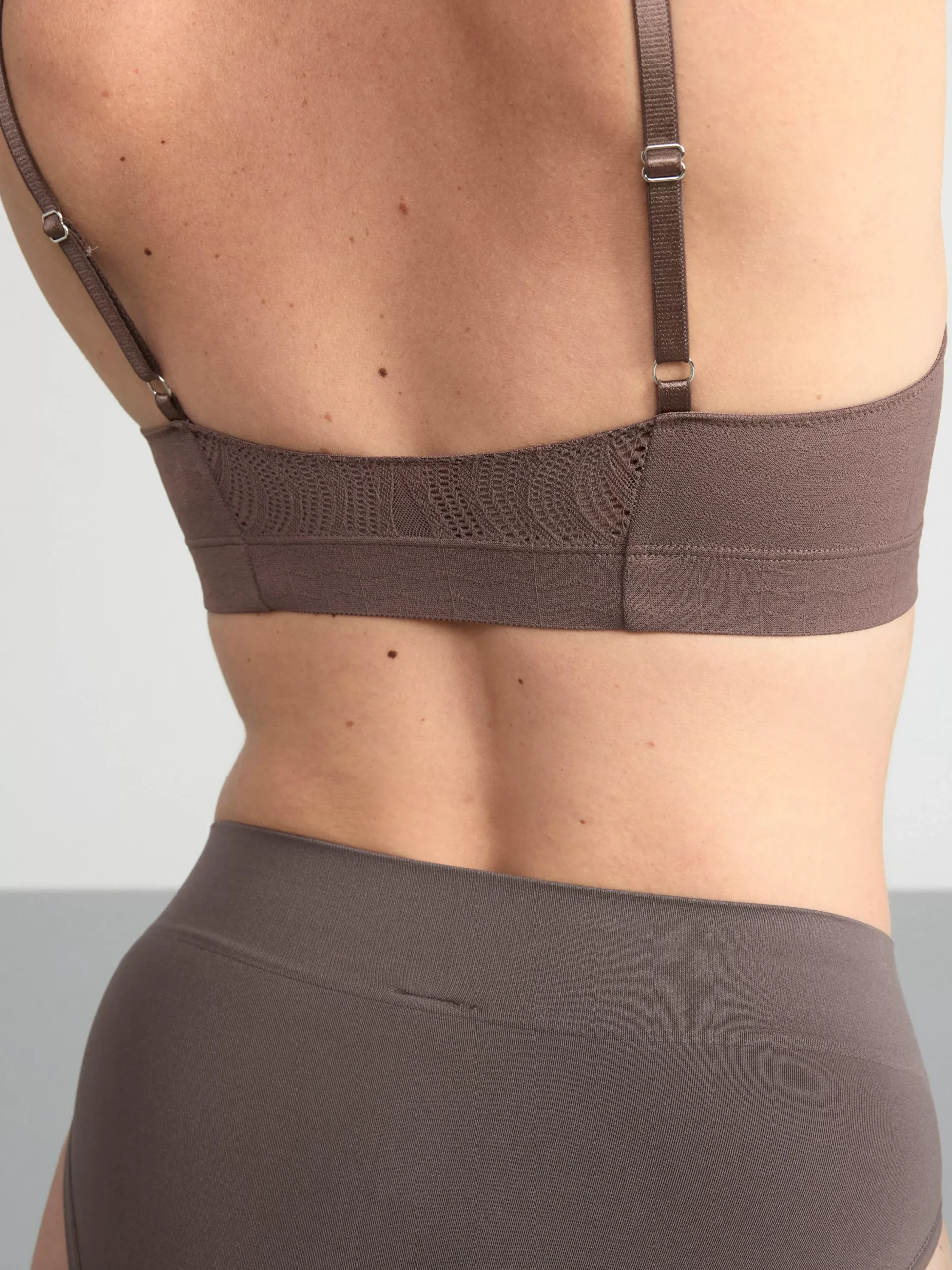 Bh>Lindex Mjuk Inntrix-Spetsbeha Utan Sommar Dark Dusty Brown