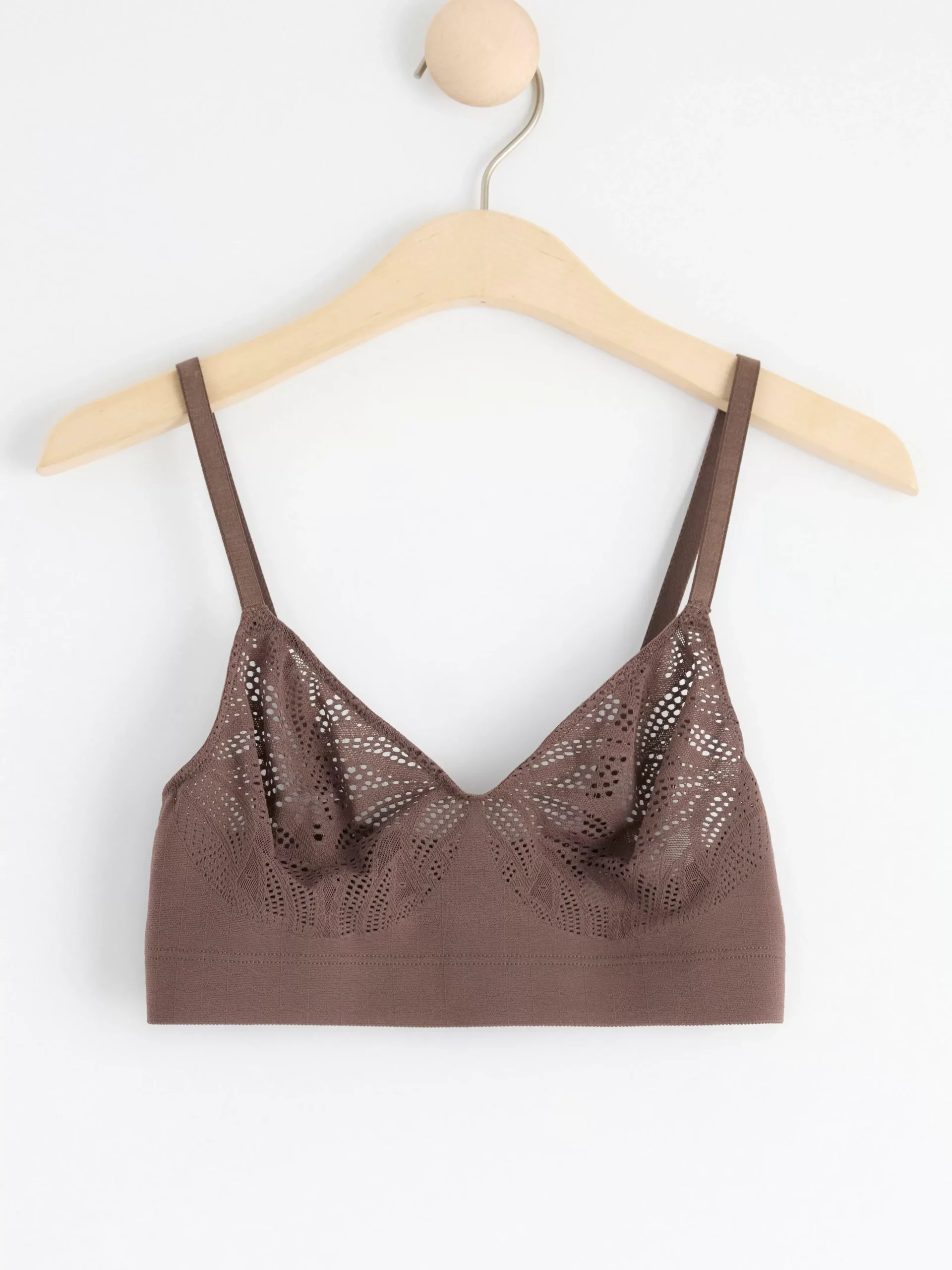 Bh>Lindex Mjuk Inntrix-Spetsbeha Utan Sommar Dark Dusty Brown