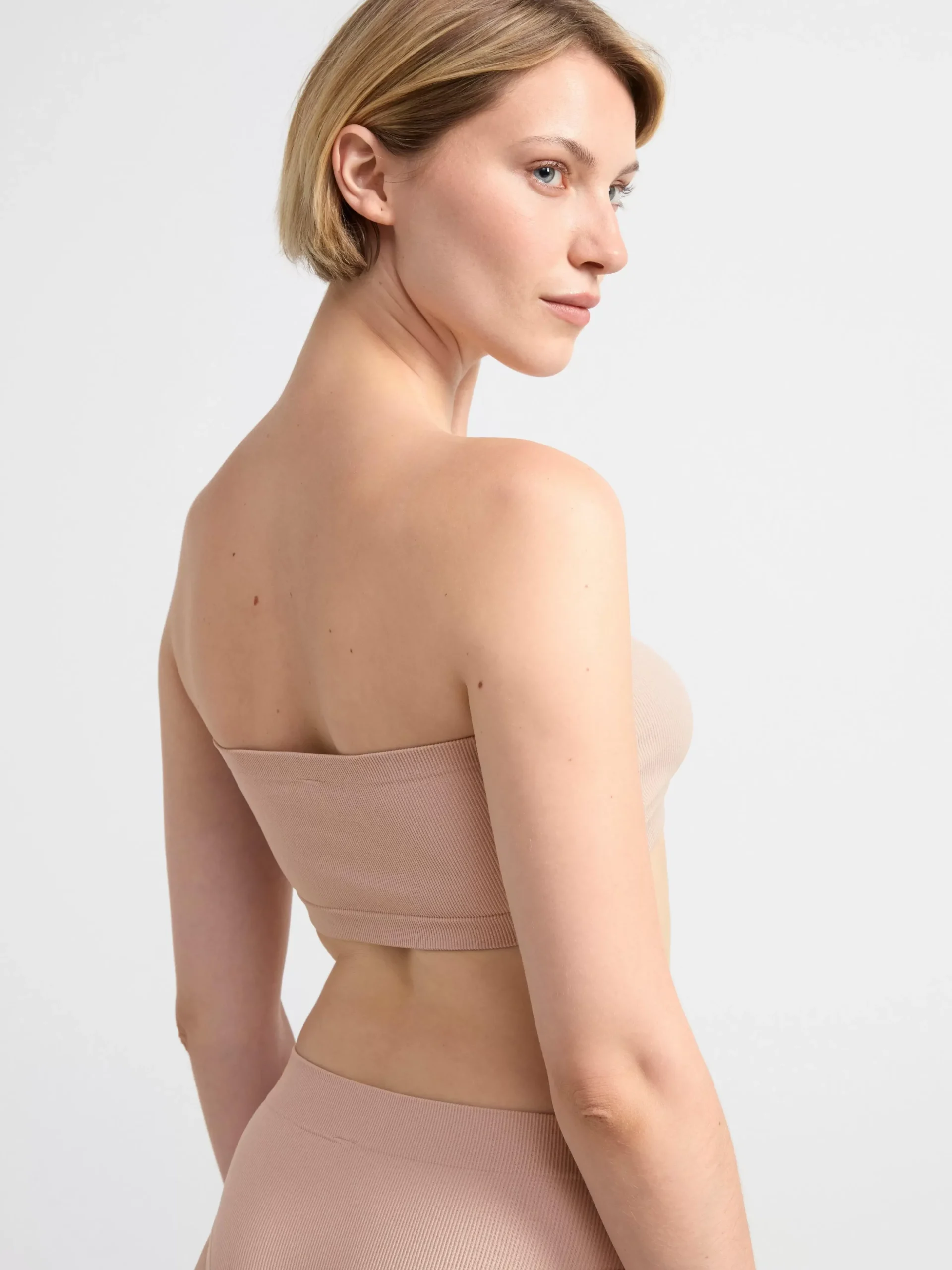 Bh>Lindex Mjuk Seamless Ribbad Bandeau Bh Light Dusty Pink