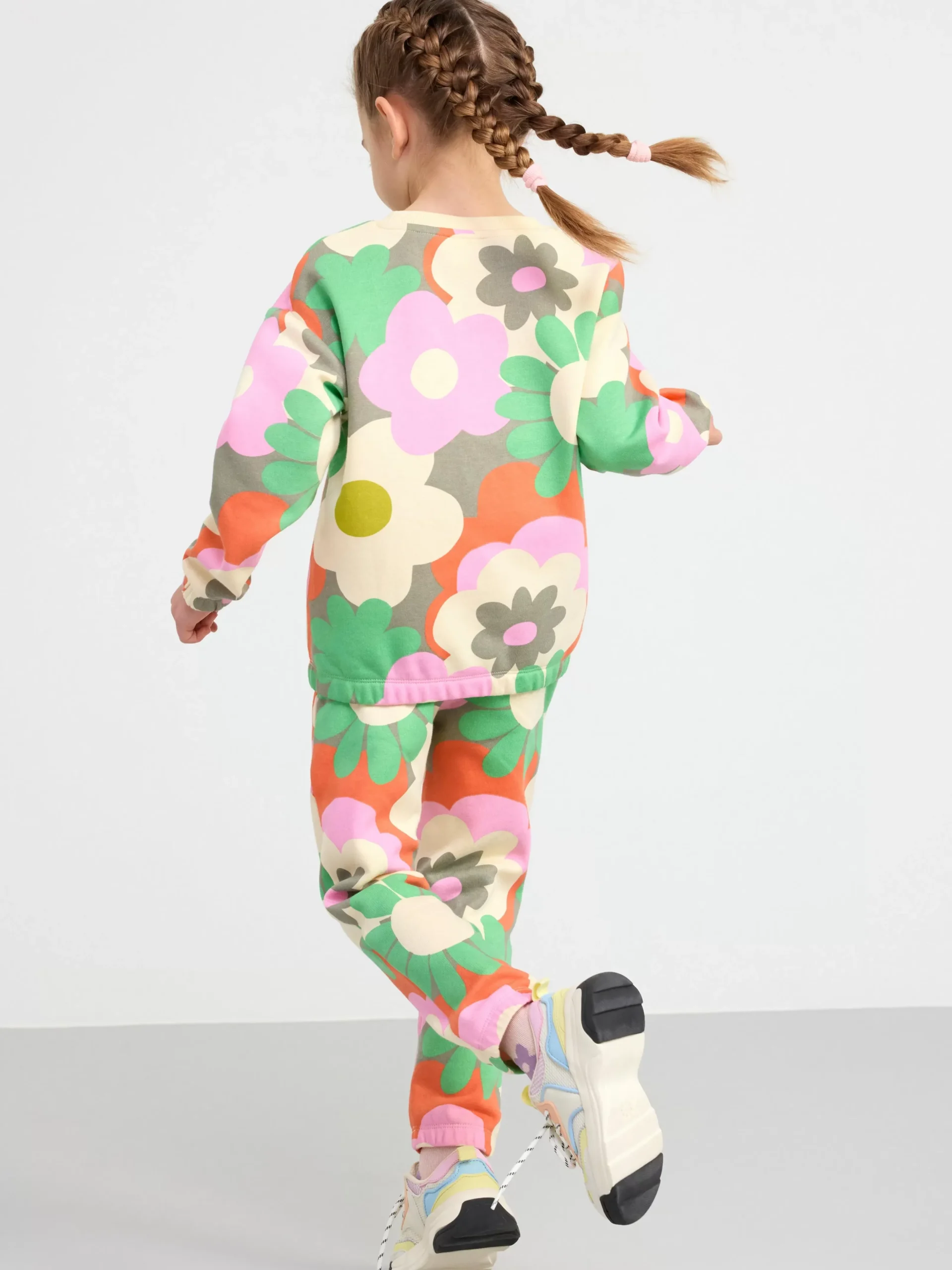 Byxor & Leggings>Lindex Mjukisbyxor Med Blommor Och Borstad Insida Light Dusty Khaki