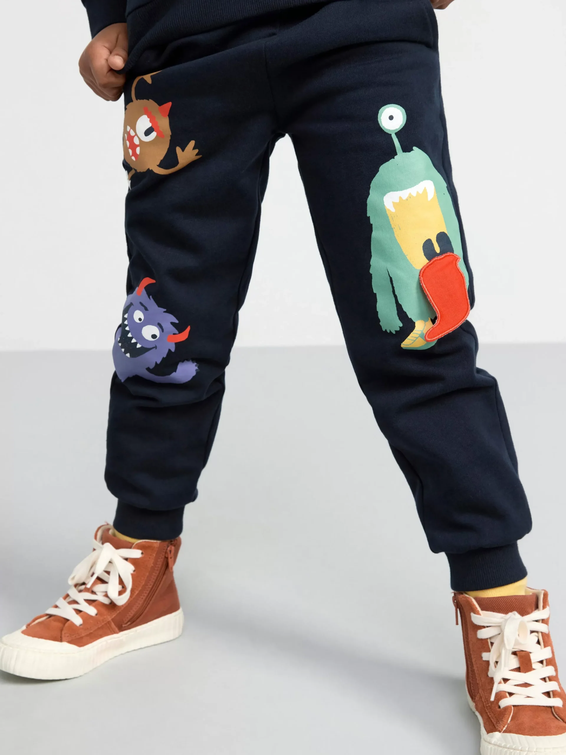 Byxor & Leggings>Lindex Mjukisbyxor Med Monster Och Borstad Insida Dark Navy