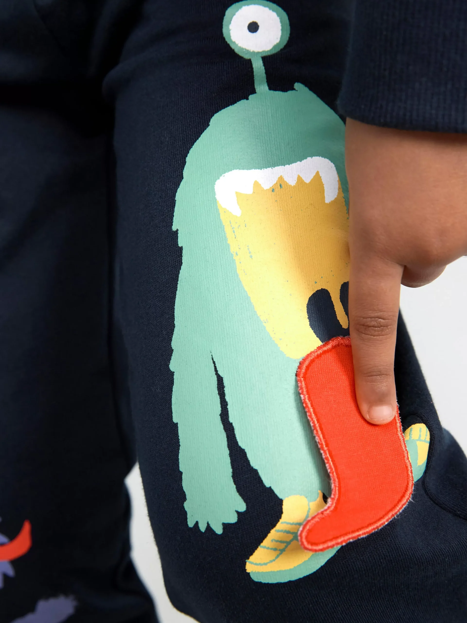 Byxor & Leggings>Lindex Mjukisbyxor Med Monster Och Borstad Insida Dark Navy