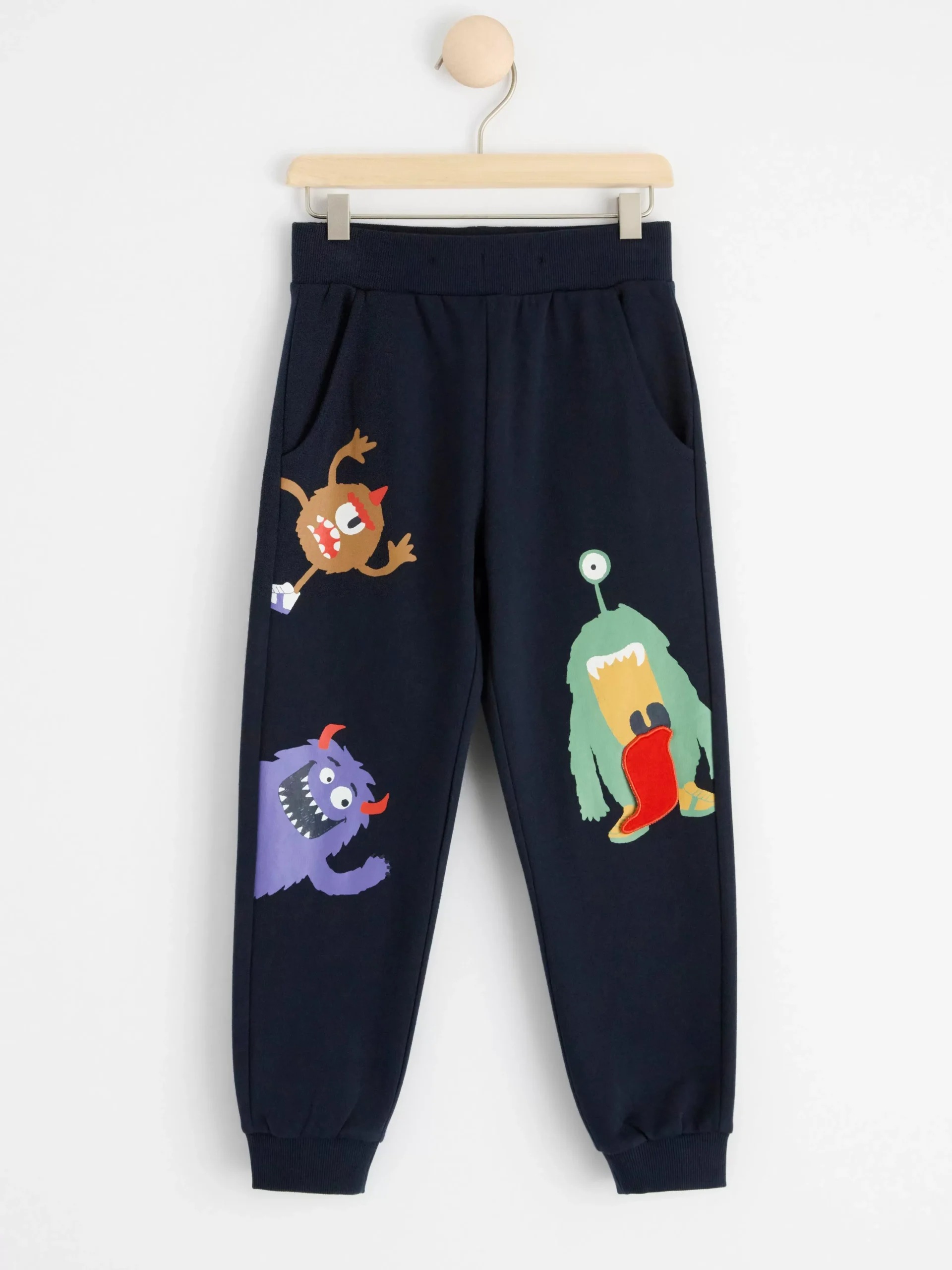Byxor & Leggings>Lindex Mjukisbyxor Med Monster Och Borstad Insida Dark Navy