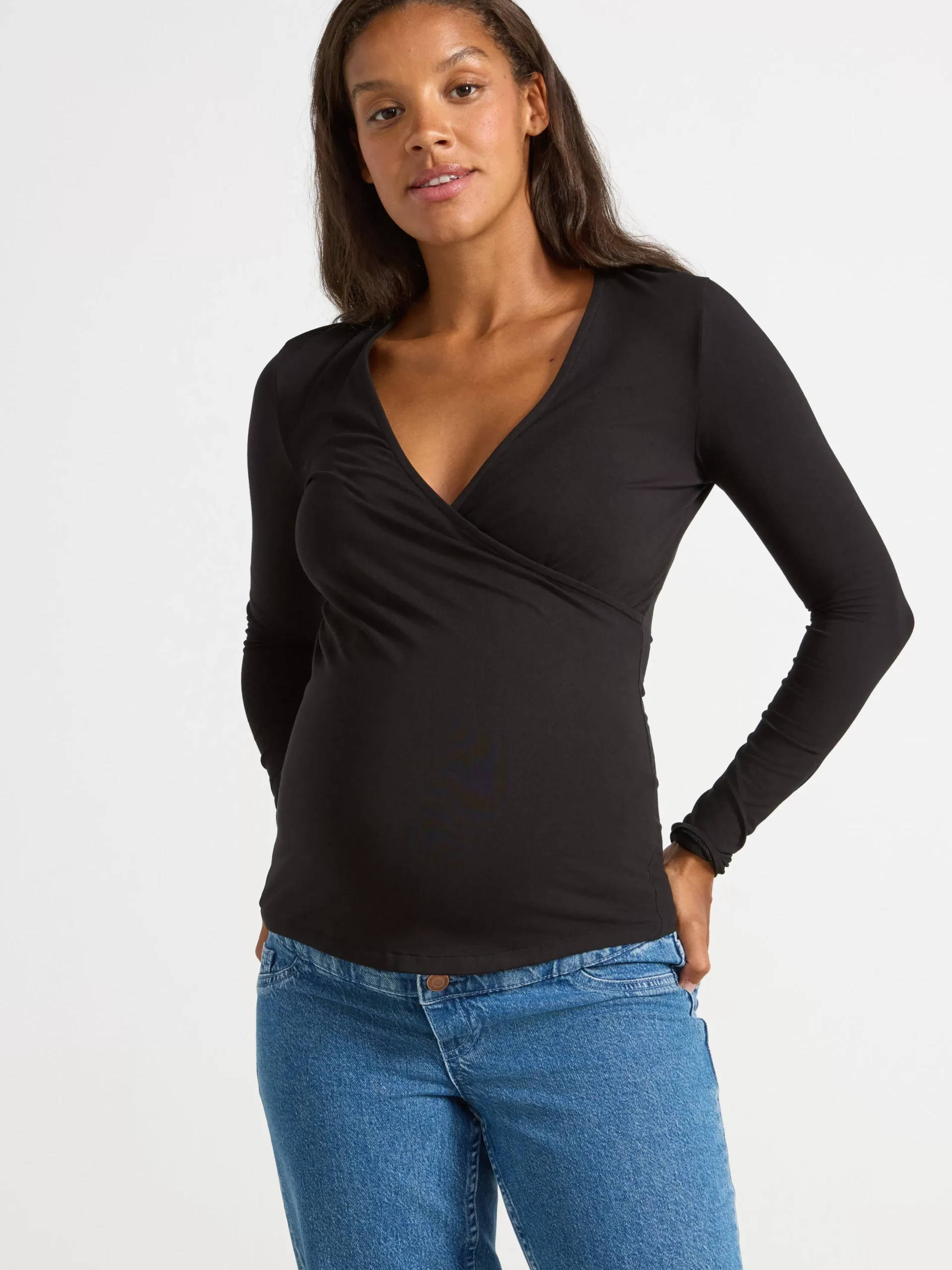 Toppar & T-Shirts>Lindex Mom Amningstopp I Omlottmodell Black