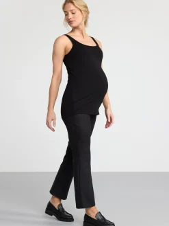 Byxor>Lindex Mom Belagd Trikabyxa Med Croppat Ben Black